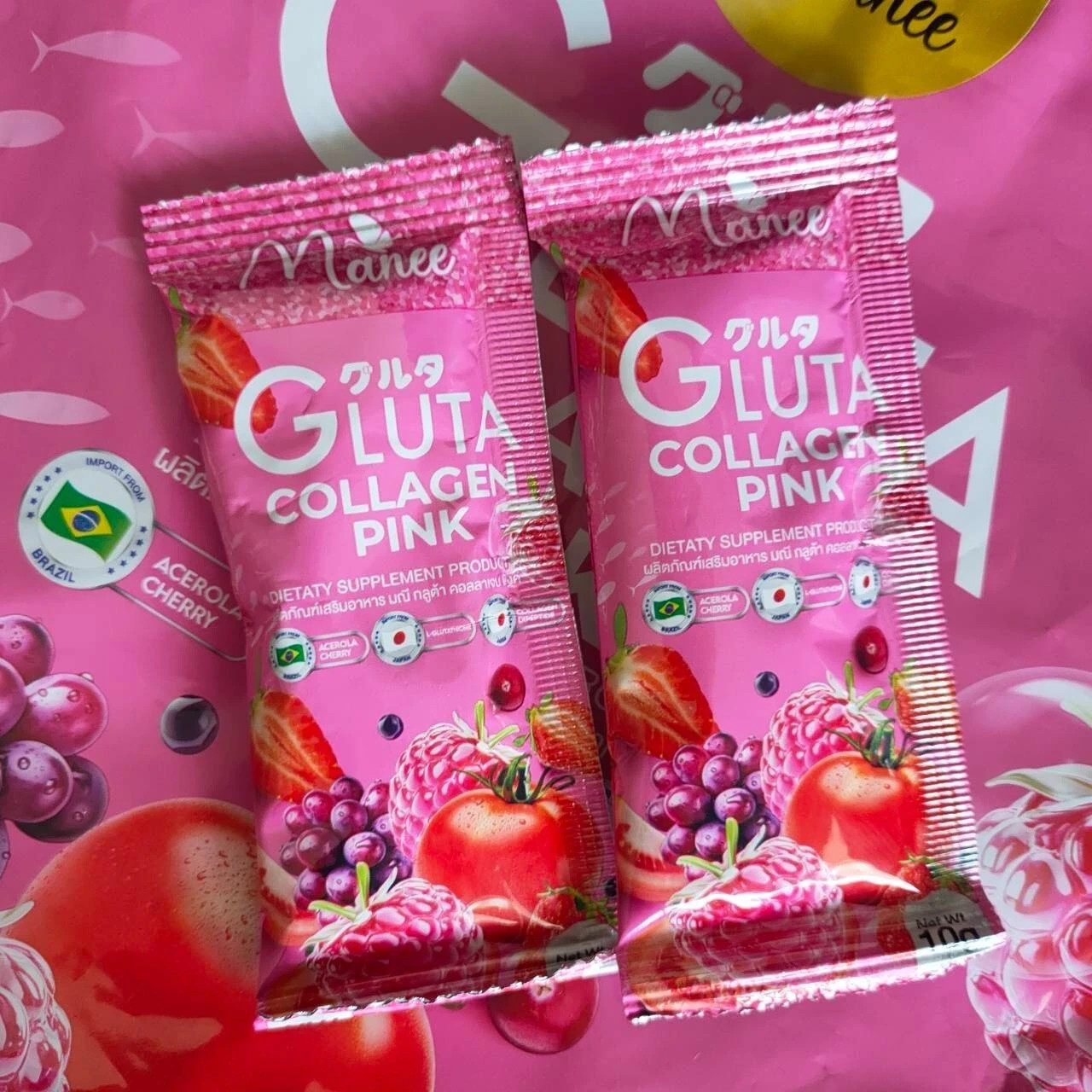 3x Manee Gluta Collagen Pink Anti-Aging Skin Brightening Glow Supplement