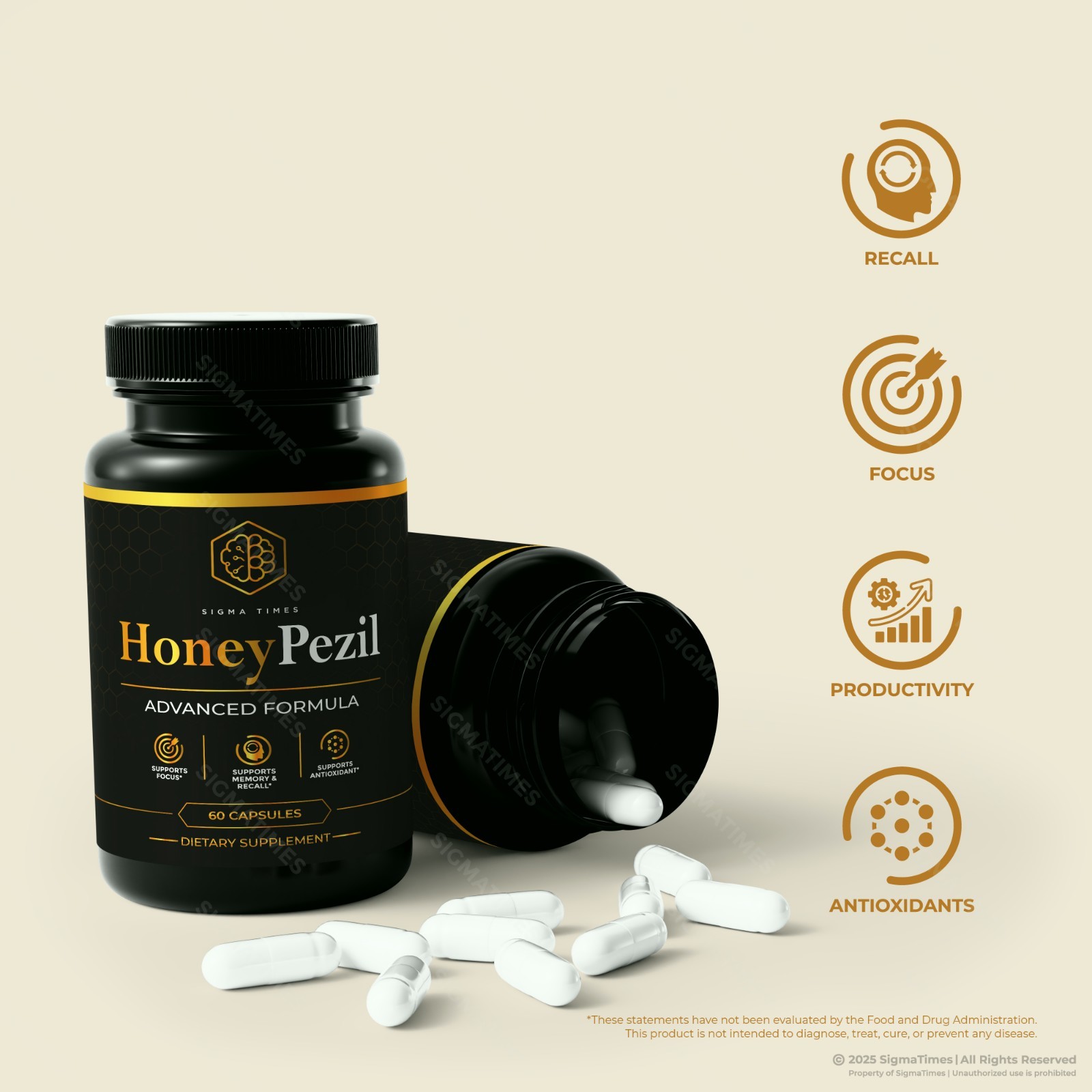 HoneyPezil Capsules, Advanced Honey Pezil Memory & Brain Supplement – 3 Pack