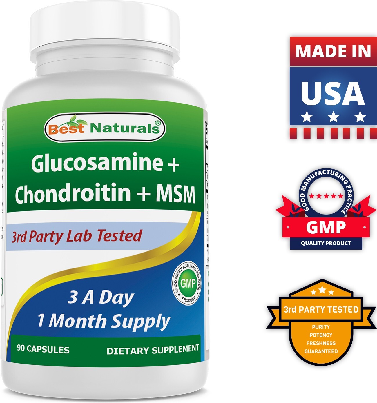 2 Pack Best Naturals Glucosamine Chondroitin MSM 90 Capsules