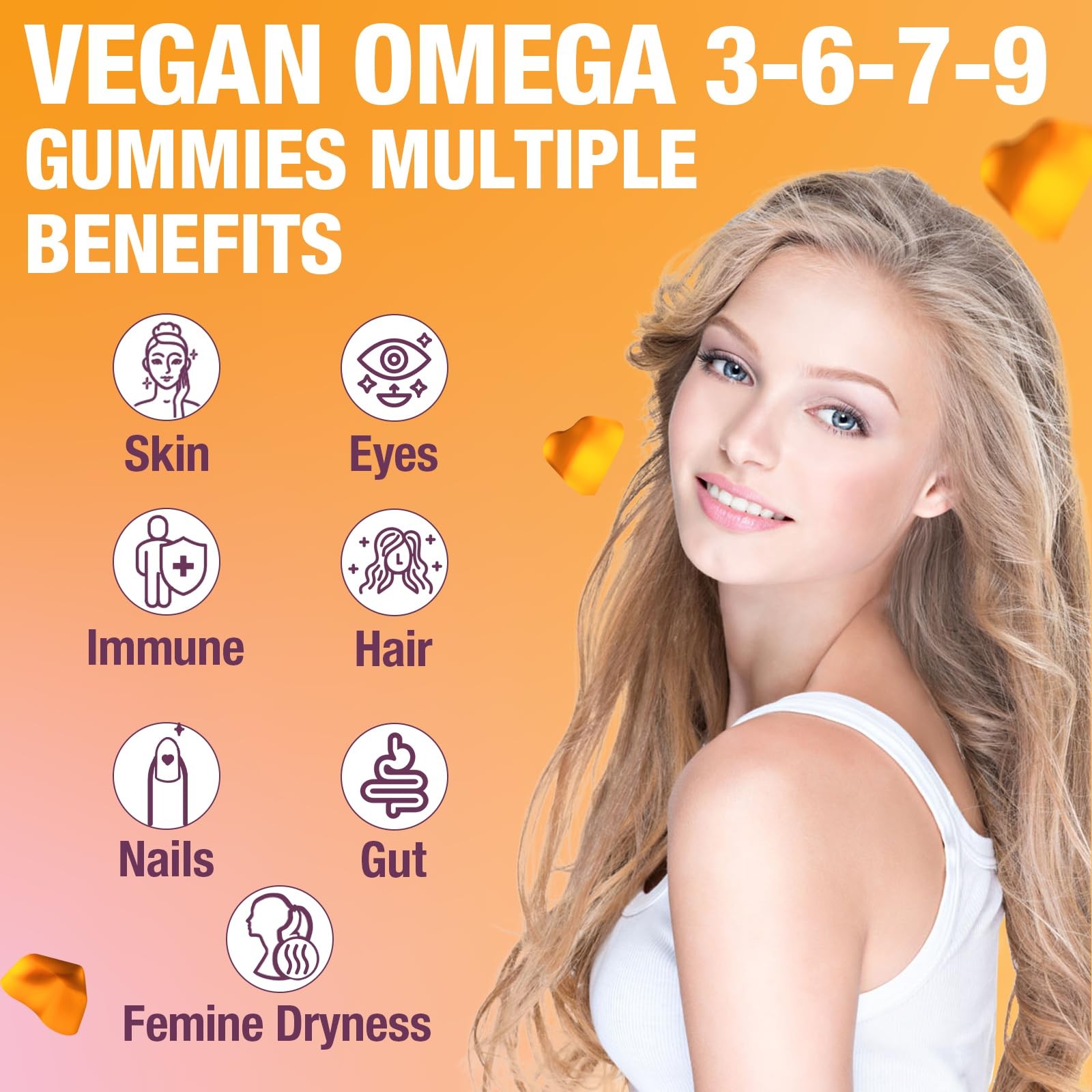 Omega-7 Sea Buckthorn Gummies: Omega 3-6-7-9, Flax, Vitamins & Probiotics 120