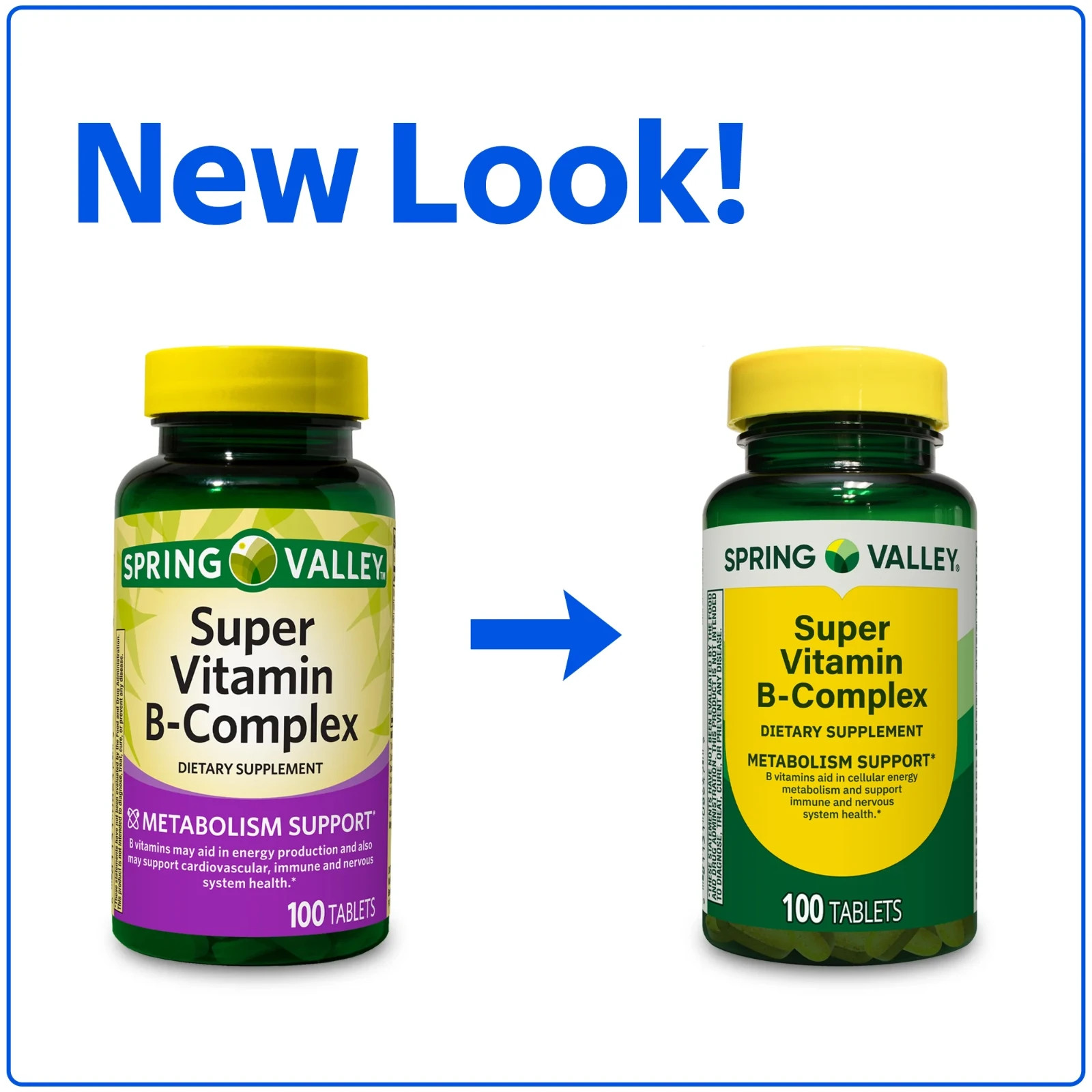 Spring Valley Super Vitamin B-Complex Tablets Dietary Supplement, 100 Count