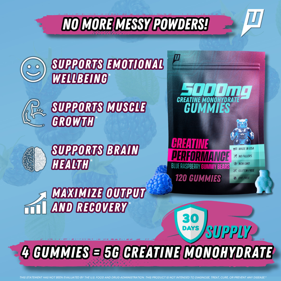Creatine Monohydrate Gummies, 5g Creatine 30 Servings, Lab Verified, Made in USA