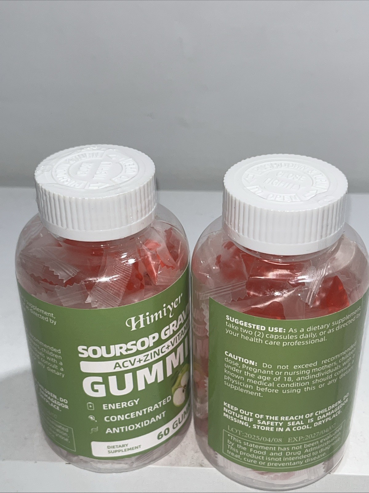 2 Sealed Soursop Graviola Gummies, Energy, Concentration, Antioxidant, 60 Each