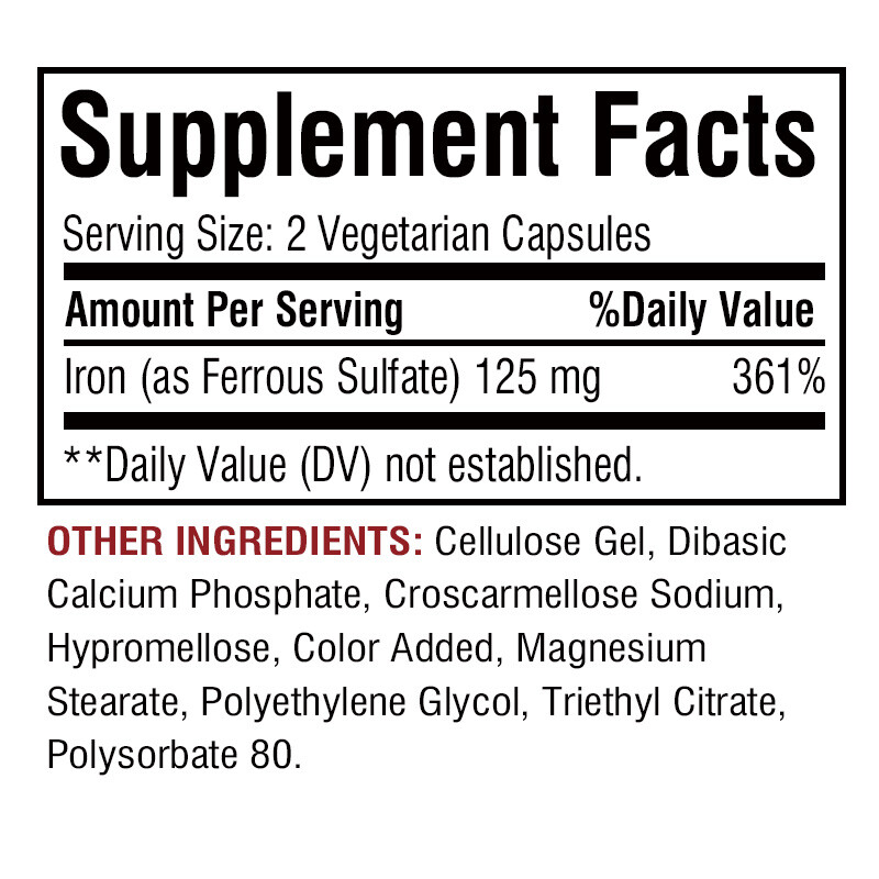 Iron Supplements (Ferrous Sulfate) 125mg – Anemia Relief,Energy & Immune Support