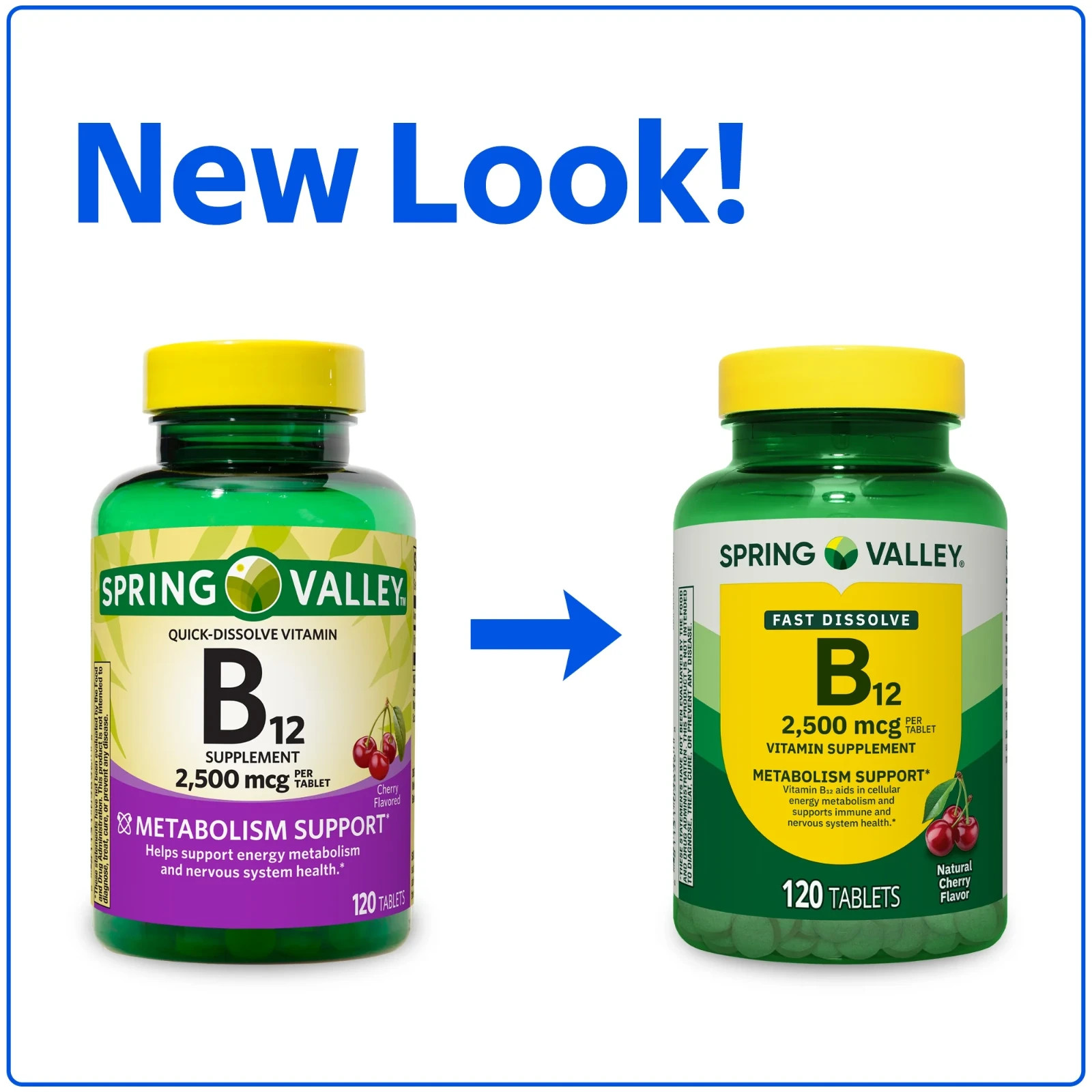 Spring Valley Vitamin B12 2500 mcg Quick Dissolve Tablets, Cherry Flavor, 120 Ct