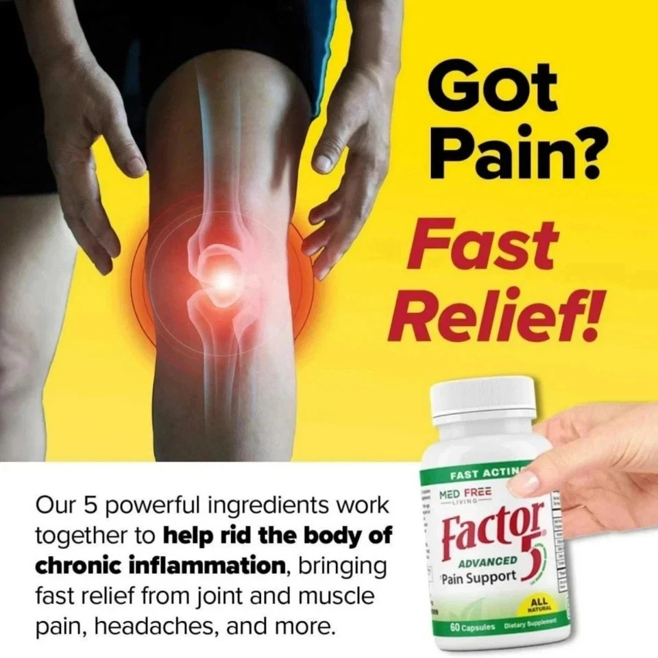 5pack Med Free of Living Factor 5 Organic Joint & Muscle Supports Complex 120