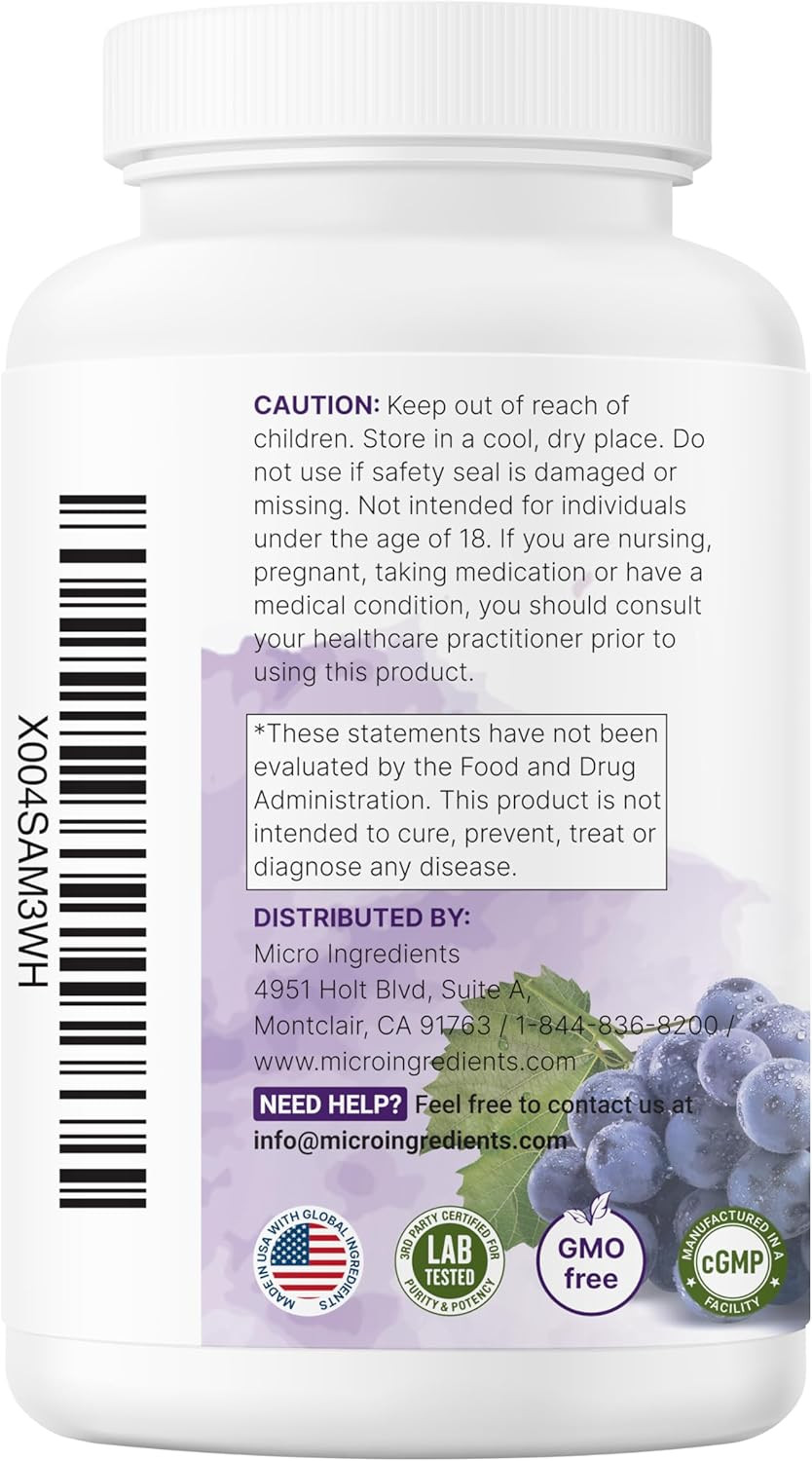 Grape Seed Extract, 240 Capsules | 3-In-1 Antioxidant Blend with Resveratrol …
