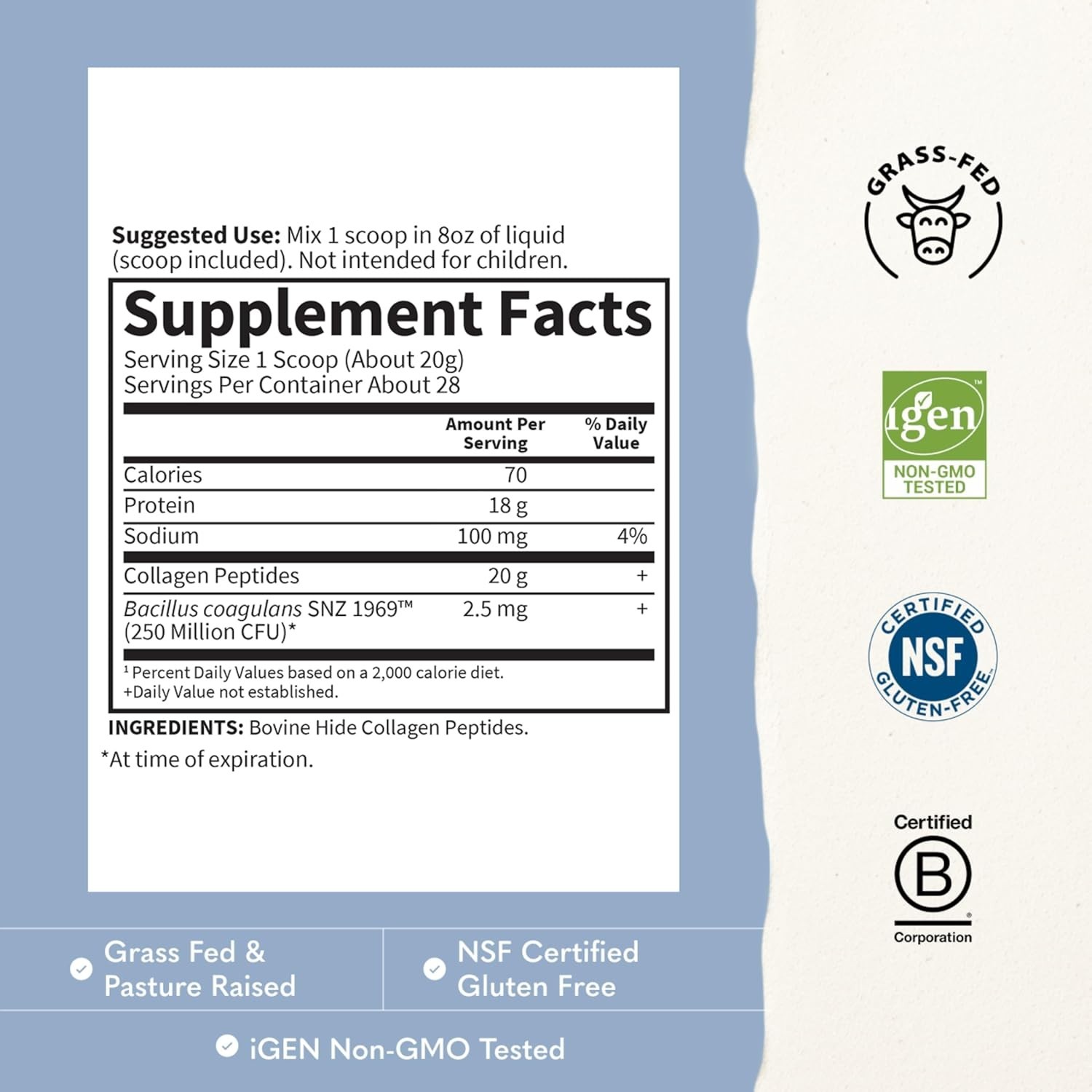 Clean Hydrolyzed Collagen Powder – Digestive Support & Skin Elasticity – 1.24lbs