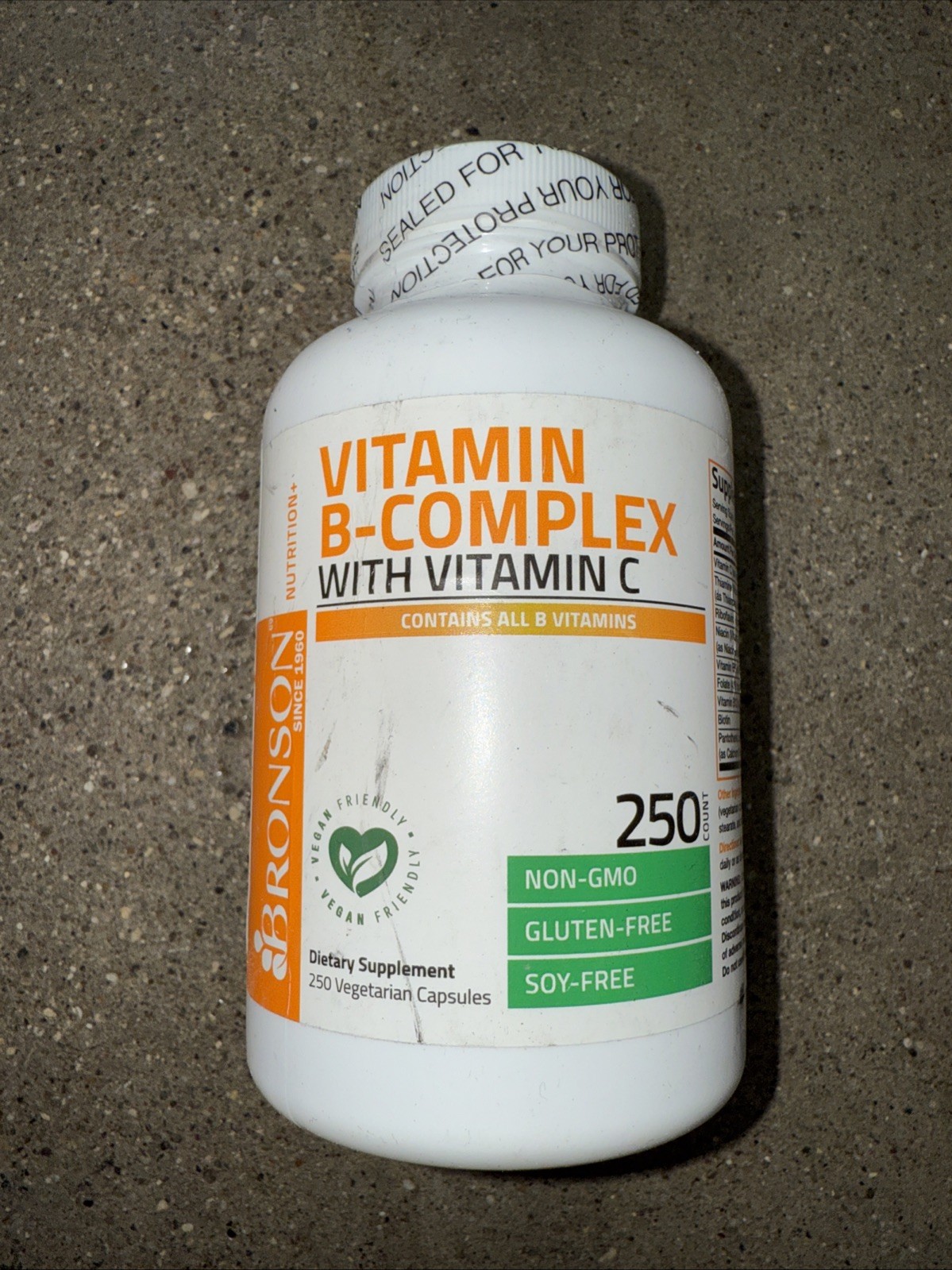 Vitamin B Complex w/ Vitamin C Immune, Energy & Nervous System Support, 250 Caps