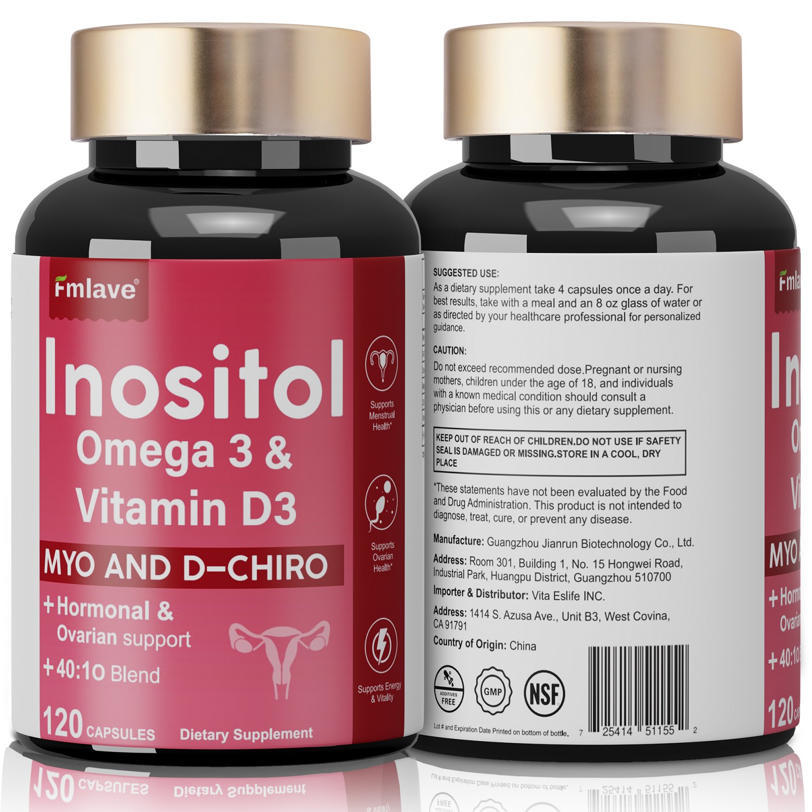 Myo-Inositol & D-Chiro Inositol Supplement for Women | Hormonal Balance 120 caps