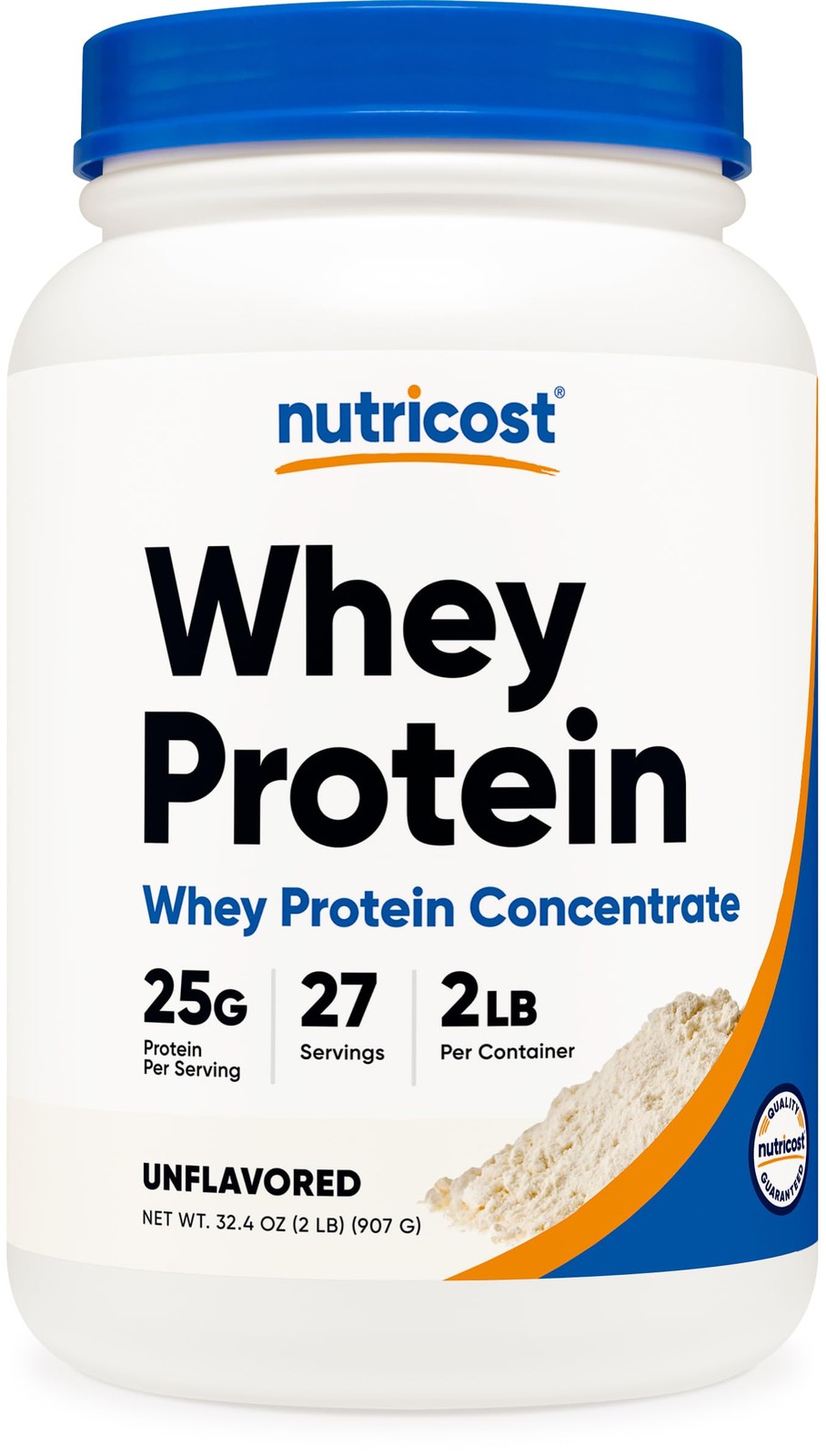 Nutricost Whey Protein Concentrate 2LBS Unflavored Gluten Free Non-GMO Powder
