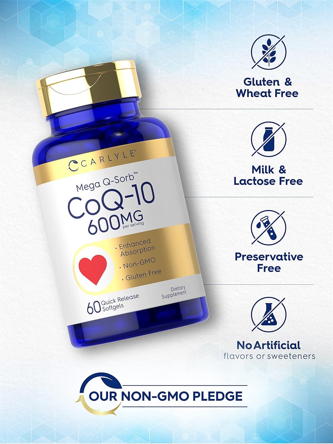 Carlyle Coq10 600 Mg Softgels 60 Count Mega Q-Sorb Coenzyme Q-10