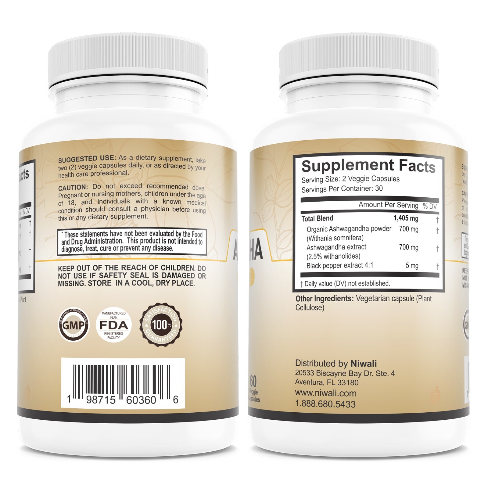 Ashwagandha Root Herbal Supplement Stress Relief, Mood, & Energy new 60Capsules