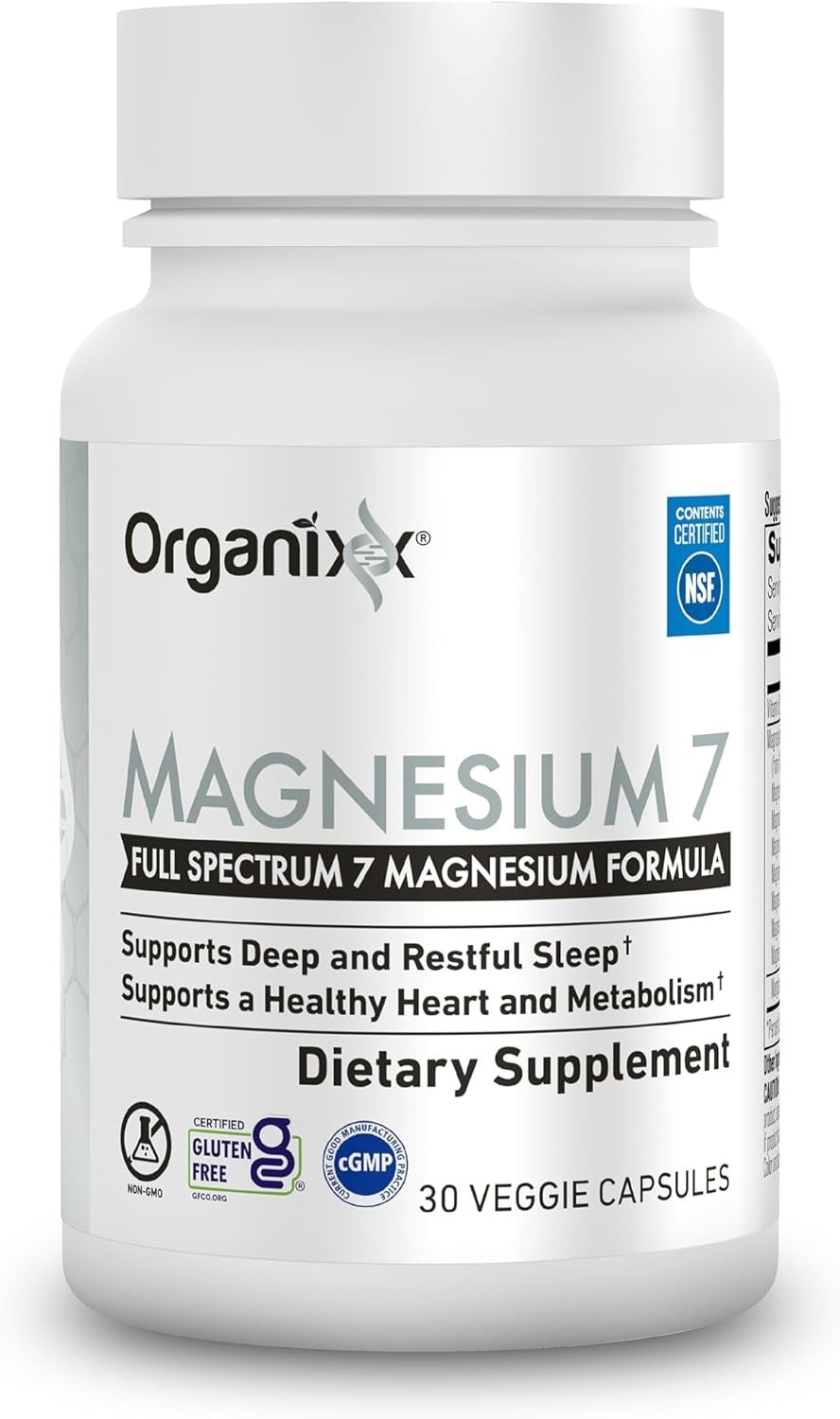 Organixx Magnesium 7 Supplement, Natural Magnesium Capsules for Sleep Support, M