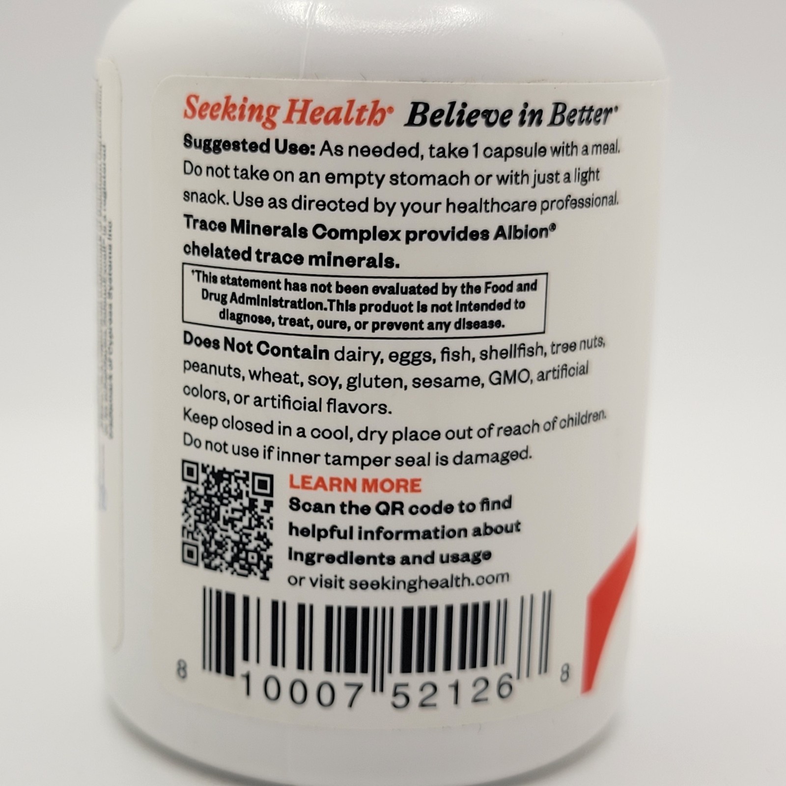 Seeking Health Trace Minerals Complex IRON-FREE 30 Capsules Essential Mineral