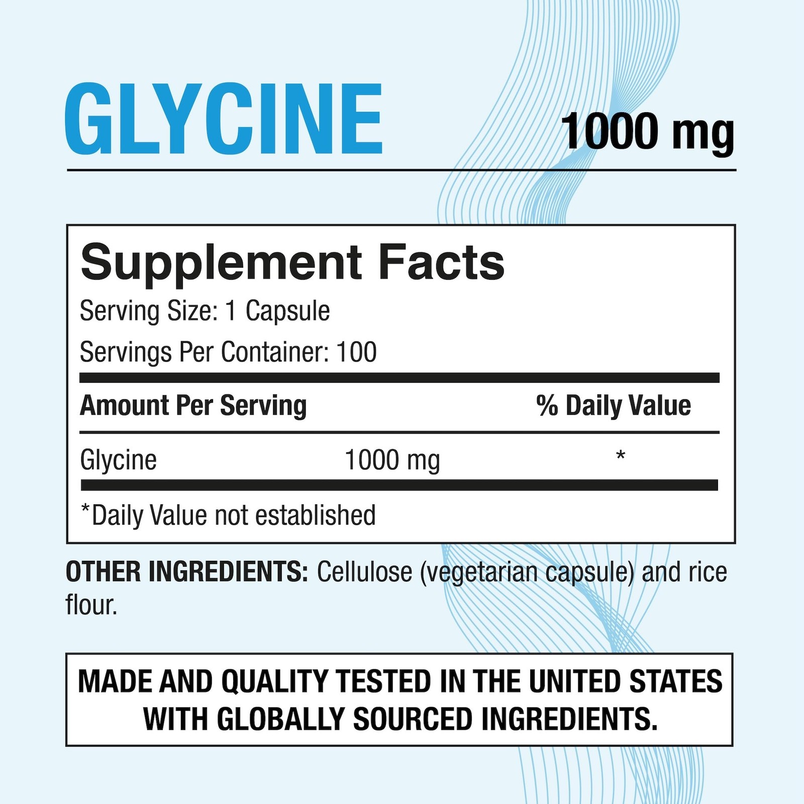 Puregen Labs Glycine 1000mg [High Potency] 100 100 Count (Pack of 2)
