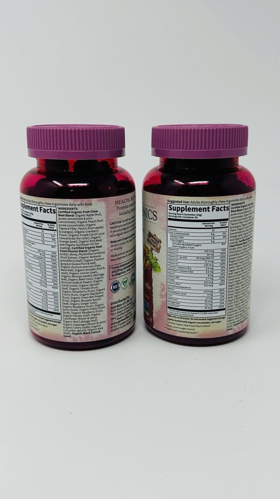 2-PACK Garden of Life Organics Womens Multi 40+ Organic Berry 240 Gummies 10/26