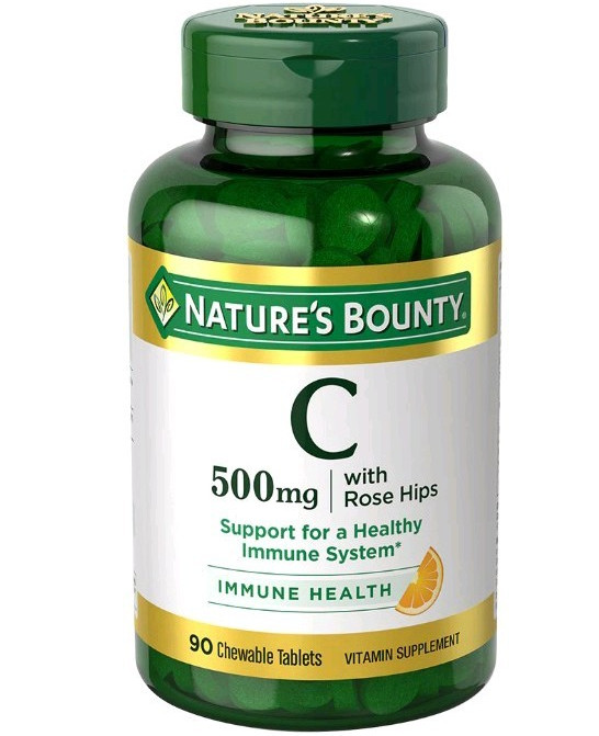 Nature’s Bounty Vitamin C 500mg + Rose Hips Immune Support Chewables Orange 90