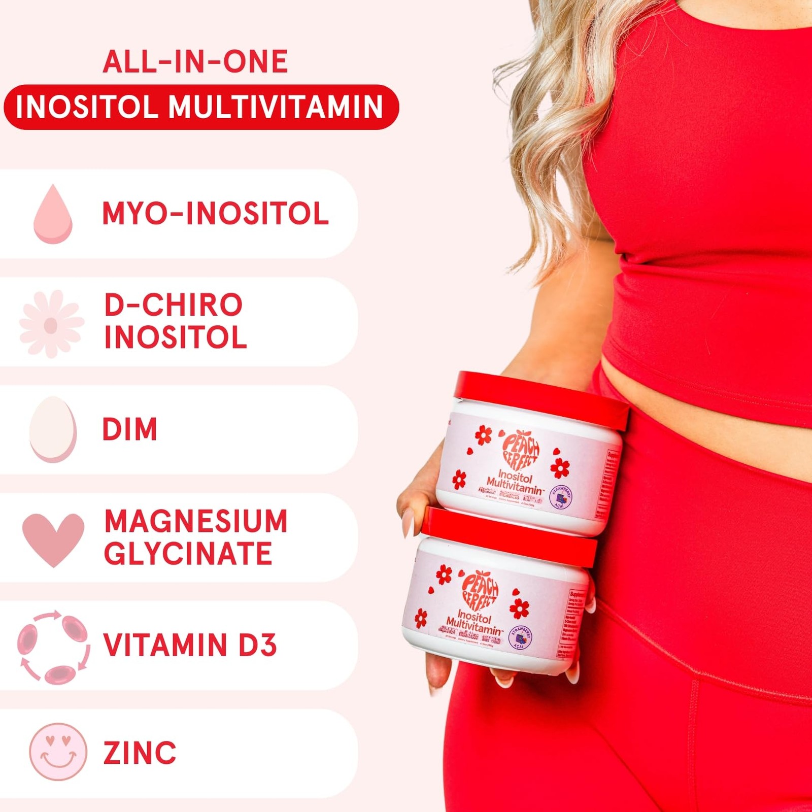 Inositol Powder Multivitamin, Strawberry Acai Flavor – 4g Myo & D-Chiro Inosi…