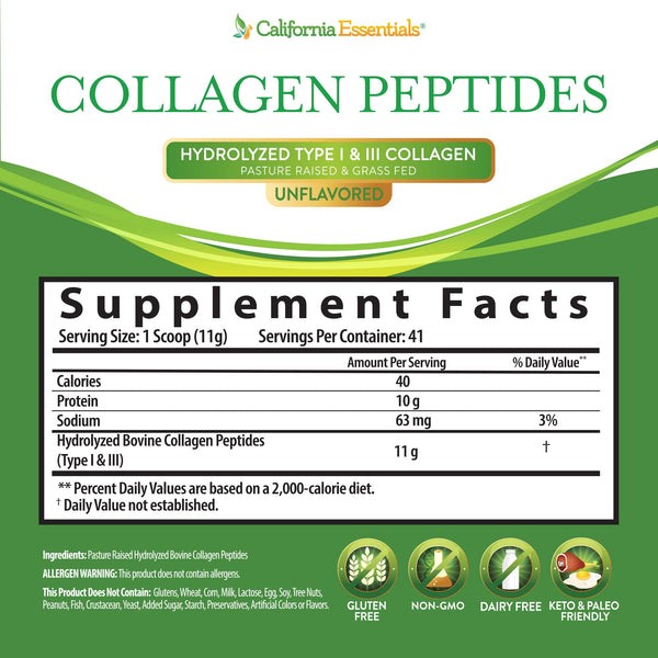 BEST RATED Collagen Protein Peptides Bovine Type 1+3 Grass Fed 2 LBS