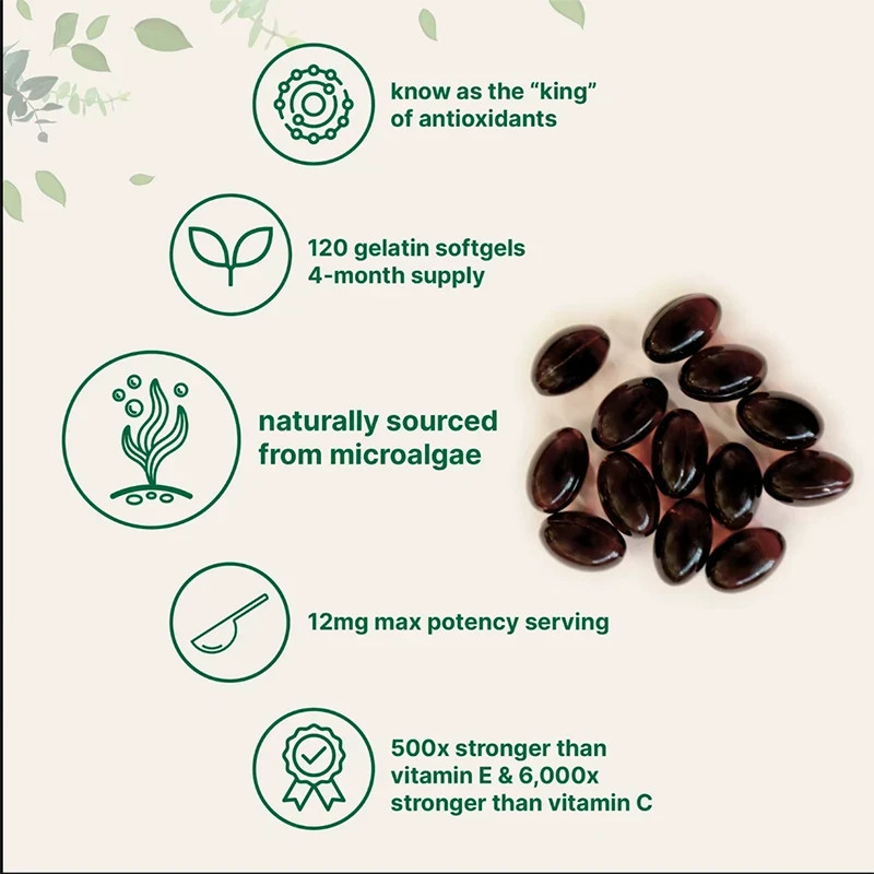 NEW Micro Ingredients Astaxanthin 12mg, 120 softgels, tanning pills, Strength