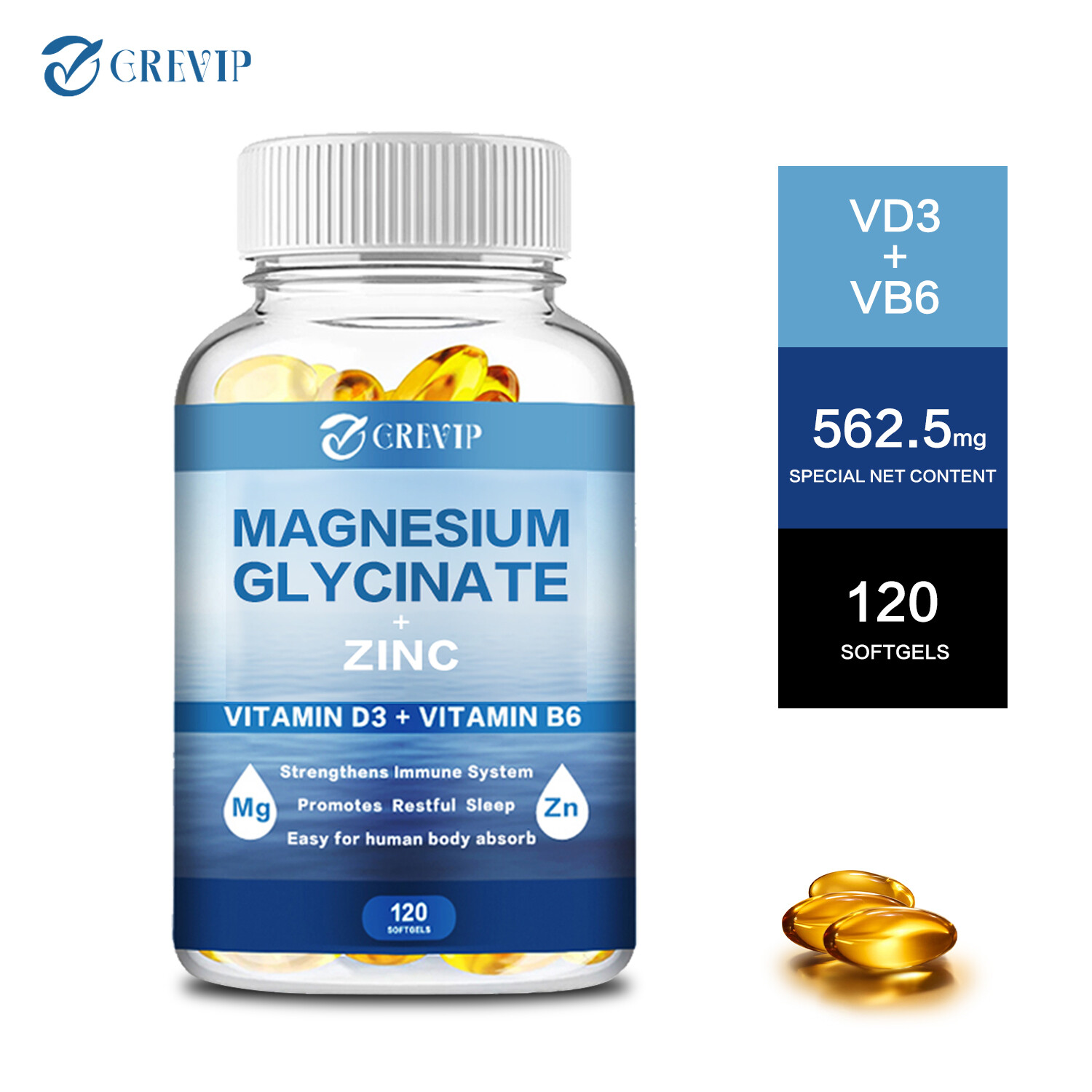 Magnesium Glycinate – Zinc B6 & D3 Improve Sleep, Bone & Muscle & Heart Health