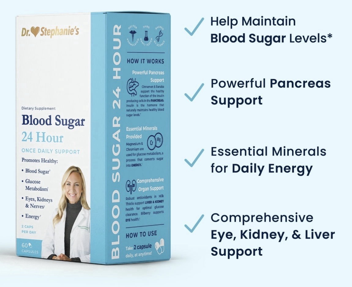 🔥Dr Stephanie’s Blood Sugar Support 24 Hour Once Daily 60ct 08/2028 Supplement