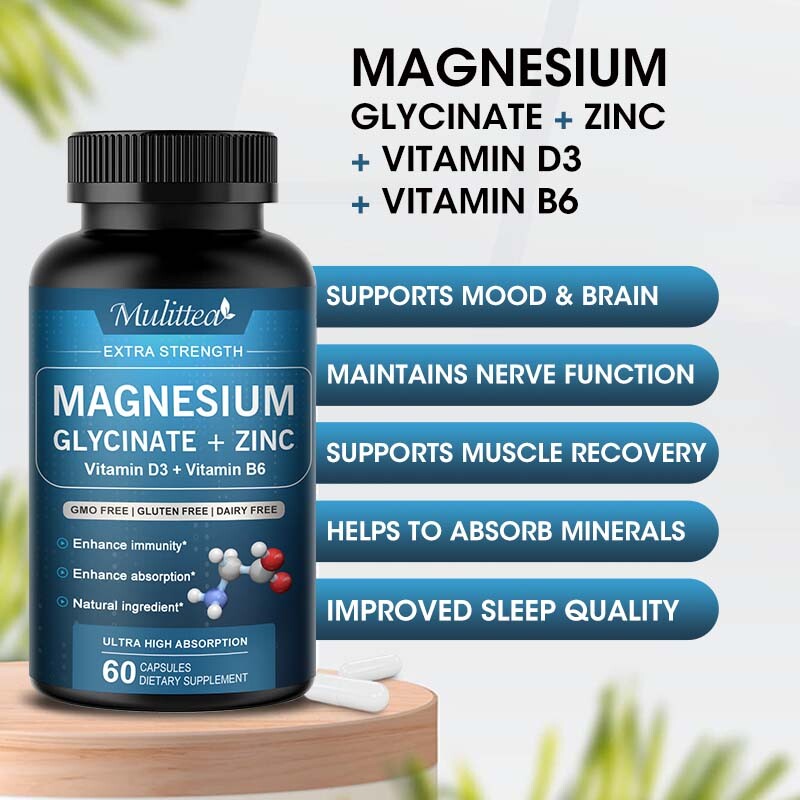 Magnesium Glycinate 500MG With Zinc For Improved Sleep, Stress , Anxiety Relief