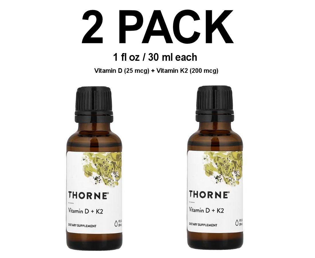 2 PACK, Vitamin D (25 mcg) + K2 (200 mcg), 1 fl oz (30 ml) each