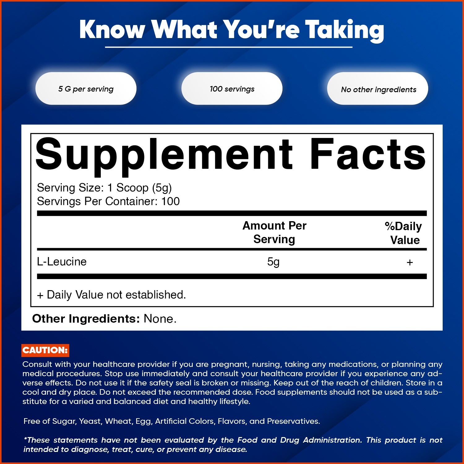 Vitamatic L-Leucine Powder 500g (17.6 oz), 5g Per Serving, Pure Amino Acid Supp.