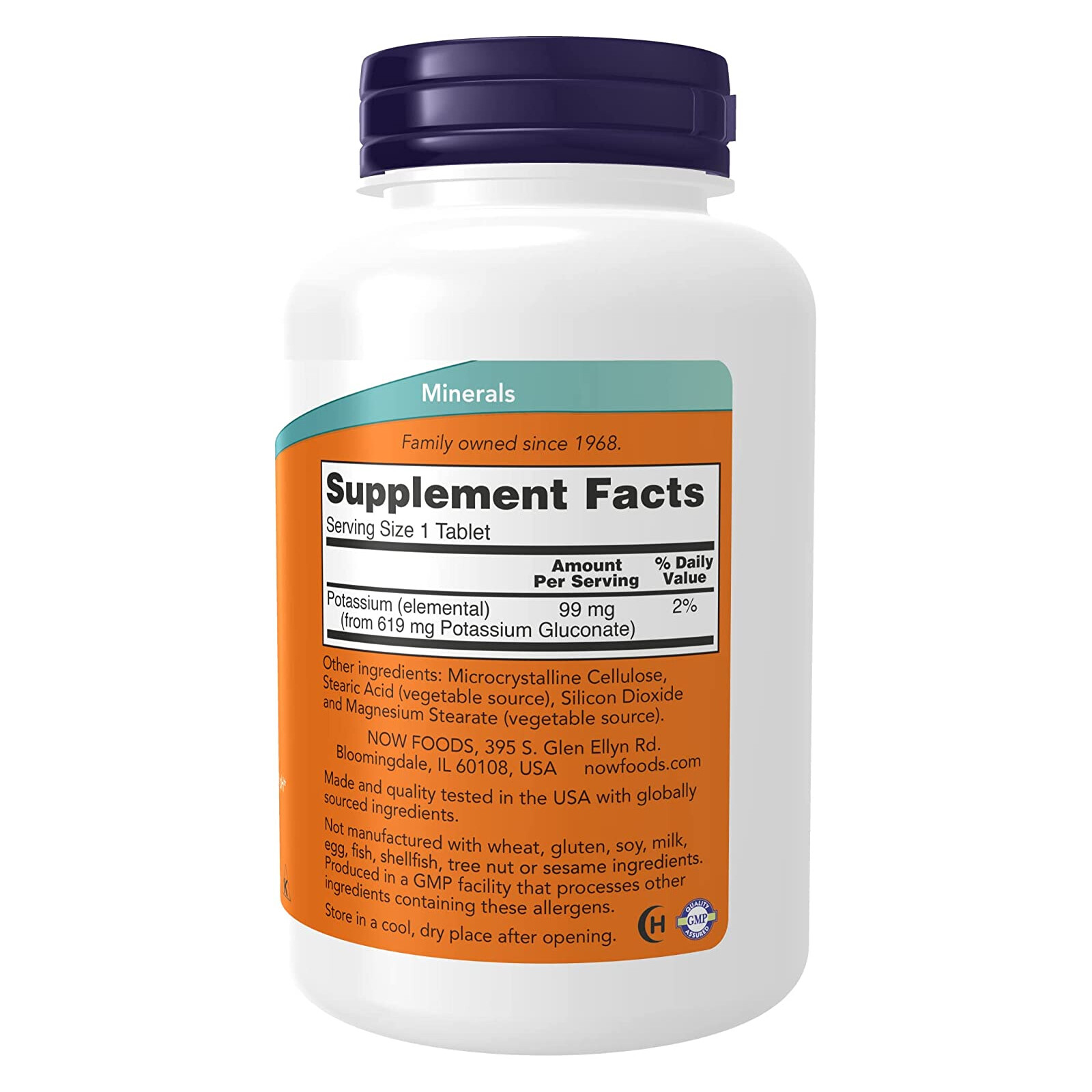 NOW FOODS Potassium Gluconate 99 mg Vegetarian 250 Tablets