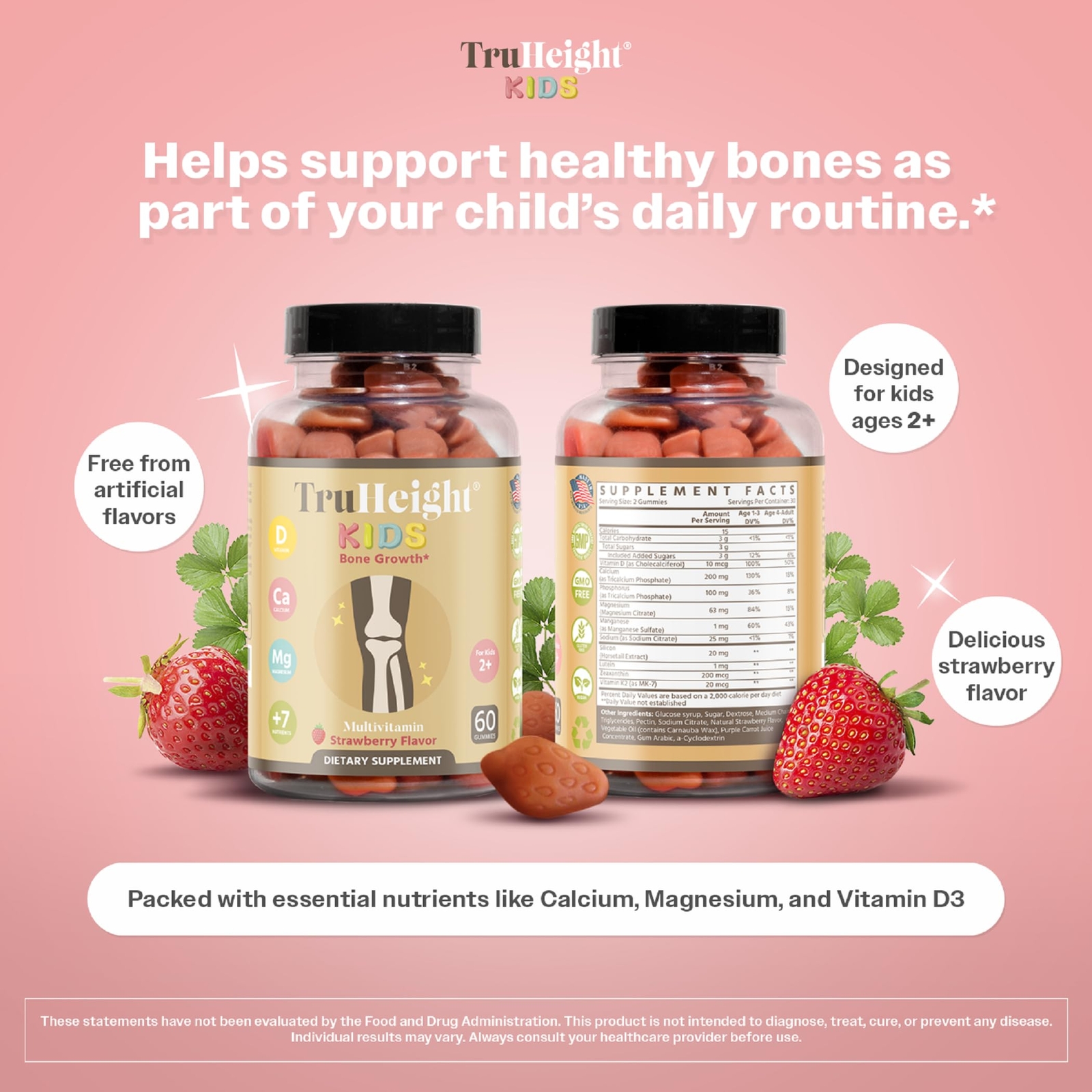 TruHeight Kids Bone Growth Gummies (Ages 2+) All Natural Kids & Toddler Vitamins