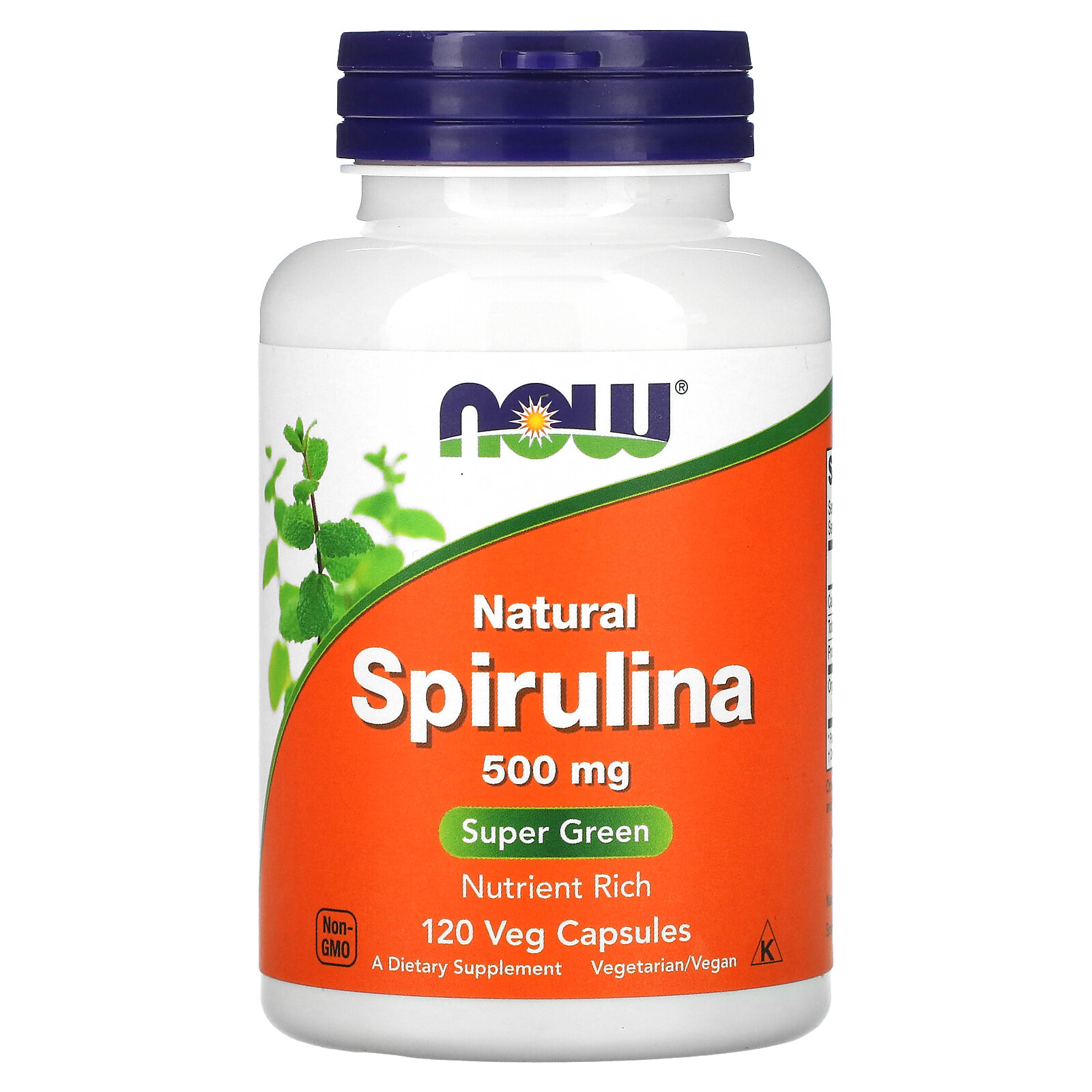 Now Foods Natural Spirulina 500 mg 120 Veg Capsules GMP Quality Assured, Vegan,