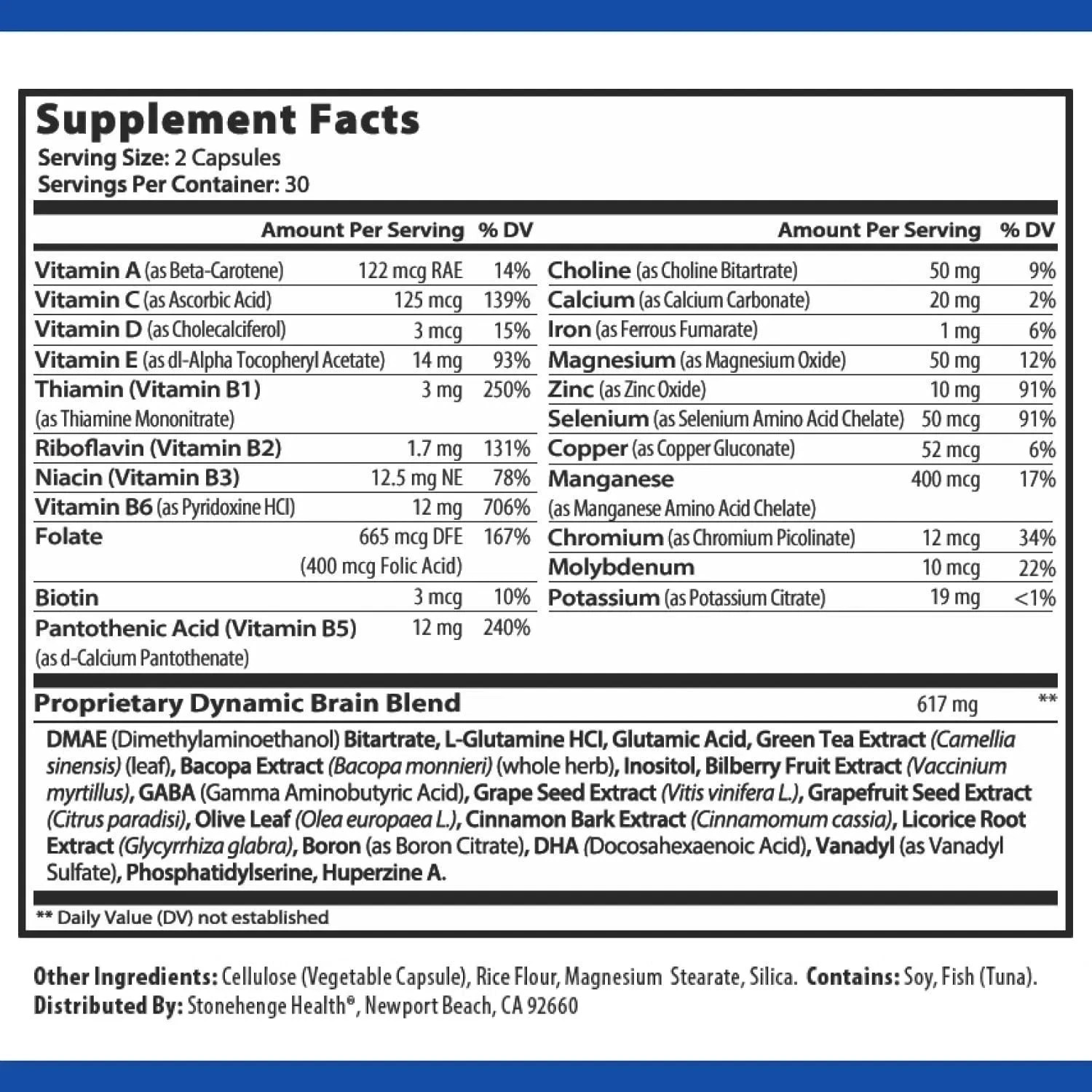 Dynamic Brain Supplement 60 Capsules–Memory Focus Clarity-Pack of 3