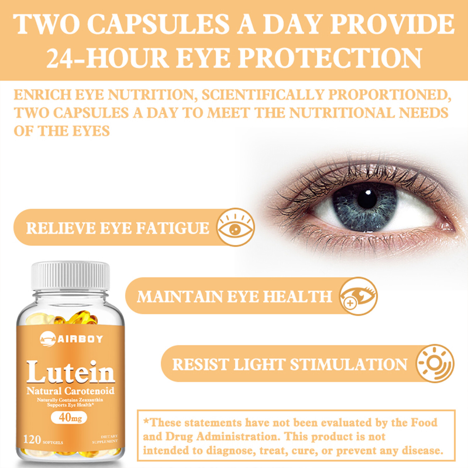 120pcs Lutein 40mg – Zeaxanthin – Eye Health, Eye Strain Support, Eye Protection
