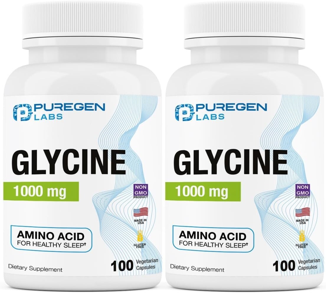 Puregen Labs Glycine | 1000 mg 100 Veg Capsules | 2Pk | Exp. 07/27