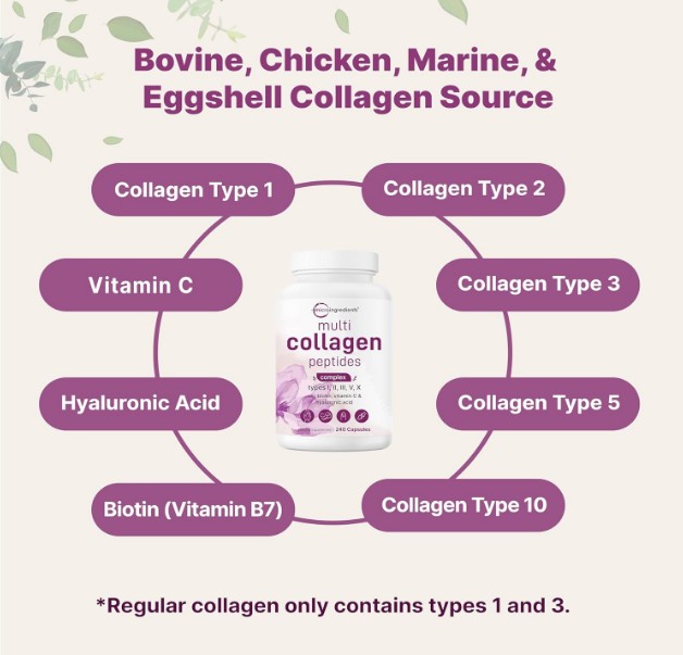 Micro Ingredients Multi Collagen Pills for Women & Men, 240 Capsules++