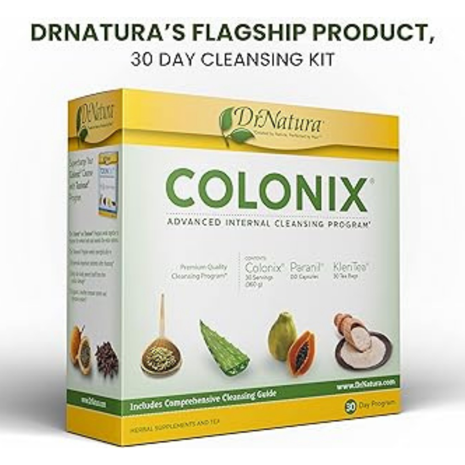 DrNatura Colonix Kit | 3-Part Herbal Detox Cleanse w/ Cleanser Paranil KleriTea