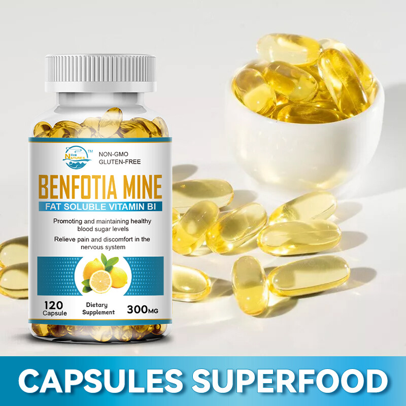 Nature’s Live Benfotiamine 300mg (120 Vegetarian Capsules)-No Stearates-Non GMO