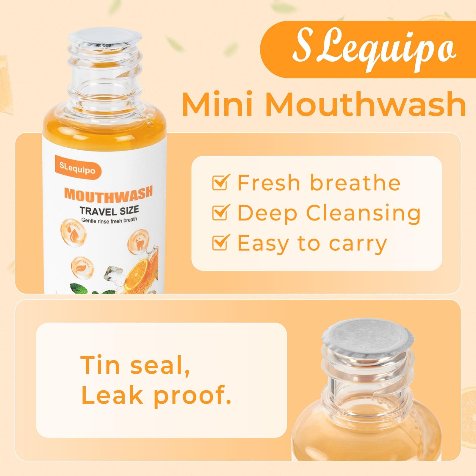 Travel Mouthwash Bulk Mini 1.2 Fl Oz (Pack of 10), Orange