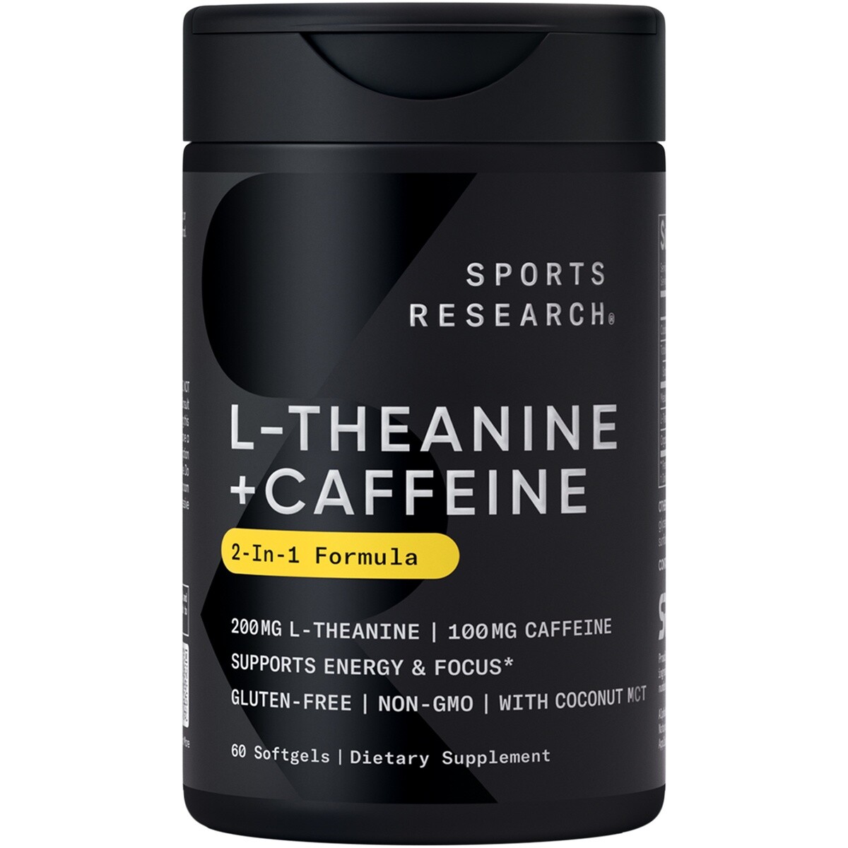L-Theanine Supplement with Caffeine & Coconut MCT Oil – 60 Liquid Softgels