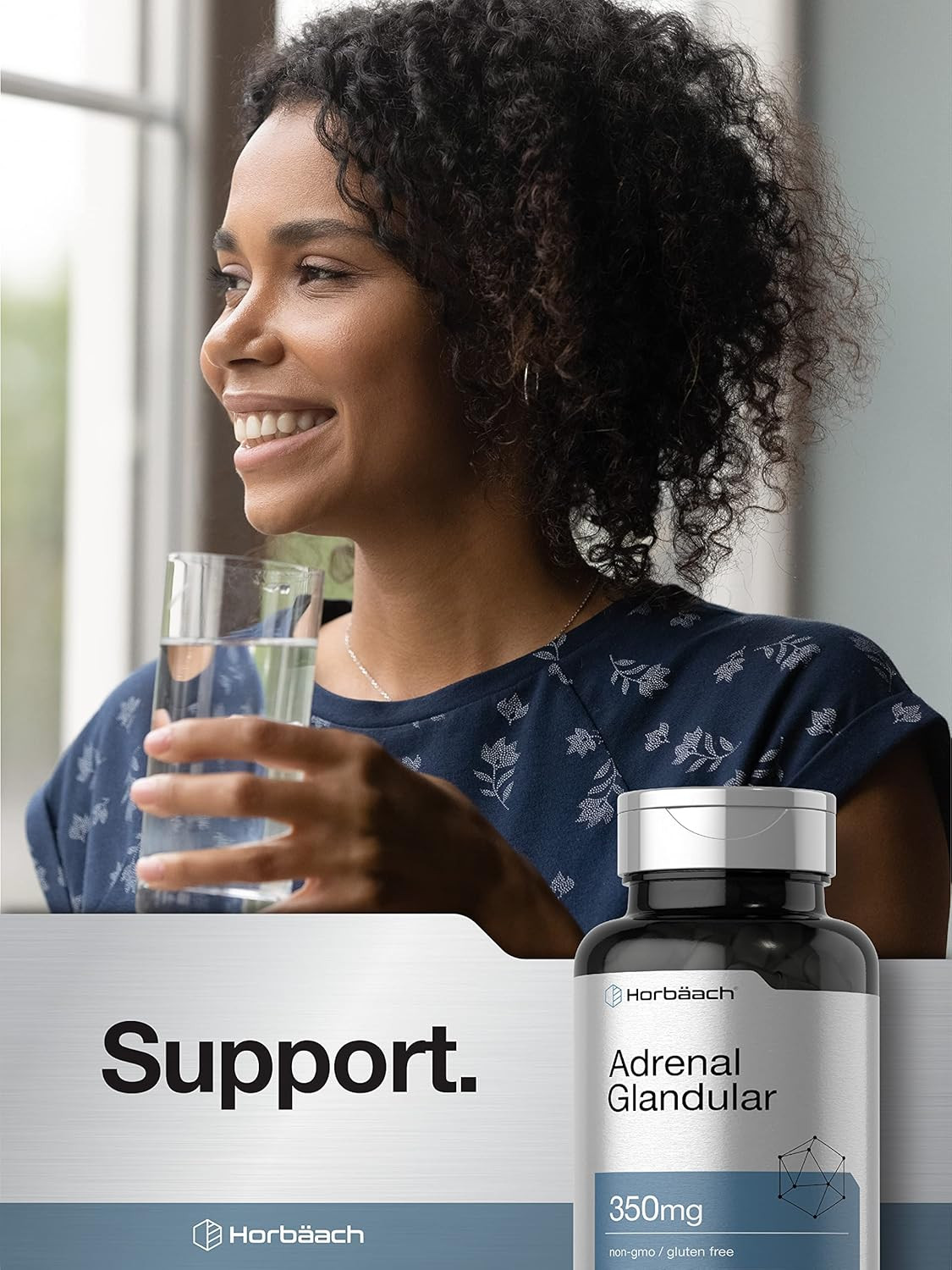 Horbäach Raw Adrenal Glandular | 350 Mg | 90 Capsules | Non-Gmo, Gluten Free Sup