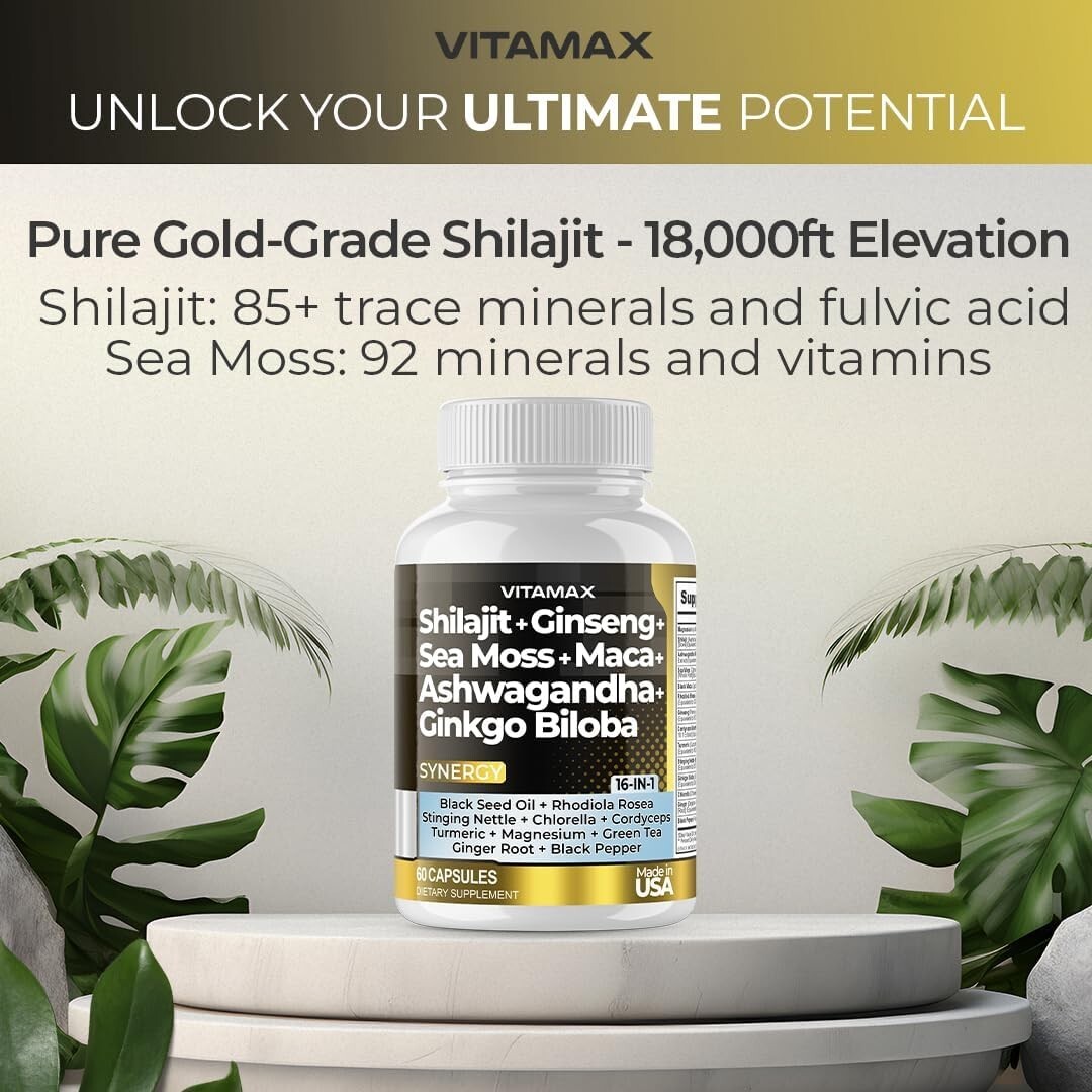 Pure Himalayan Shilajit Supplement 10,000mg – 60 Ct. (Pack of 1)