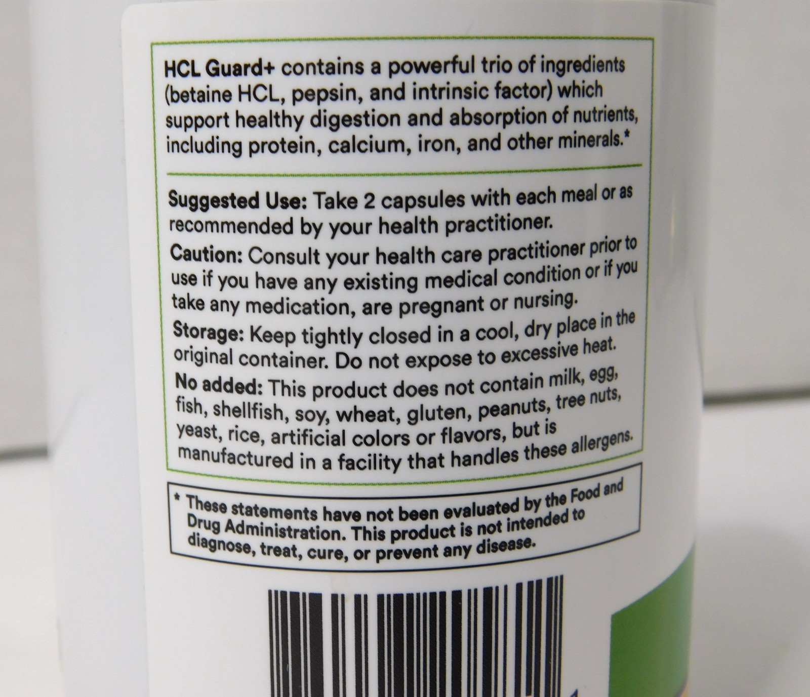 Healthy Gut HCL GUARD Dietary Supplement 120 Capsules New Sealed exp 7/2026
