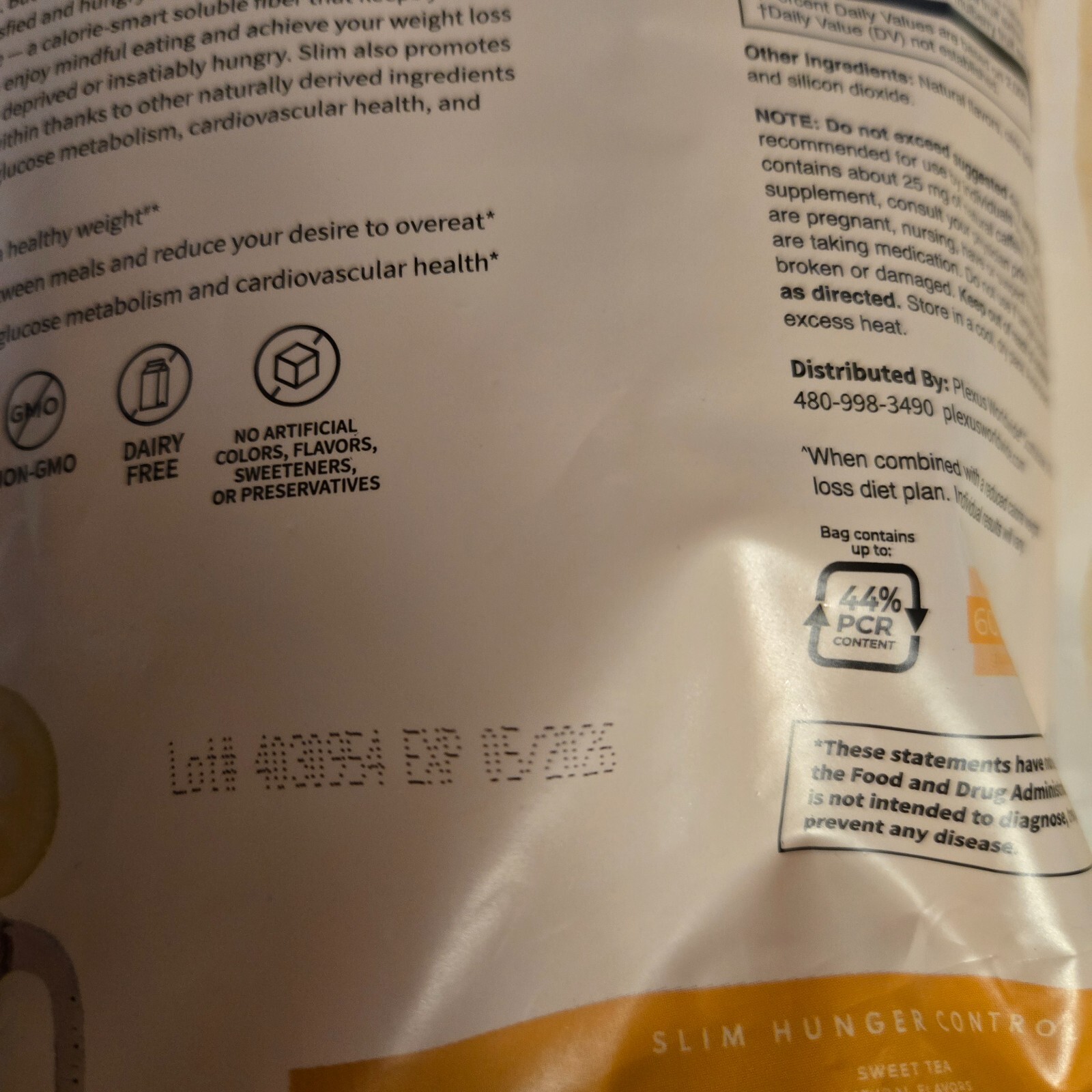 Plexus Slim Hunger Control, Sweet Tea New Bag 30 Ind. Serving Tubes, 4 Available