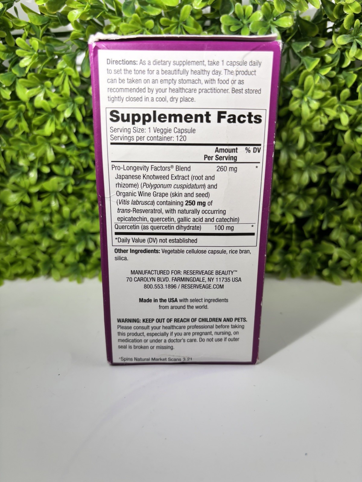 Reserveage Resveratrol 250mg – 120 Veg Caps Exp 1/27🔥