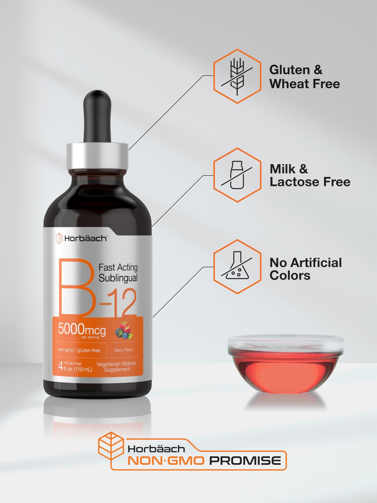 Horbäach Horbaach B12 Vitamin 5000 Mcg Sublingual 4 Fl Oz As Methylcobalamin