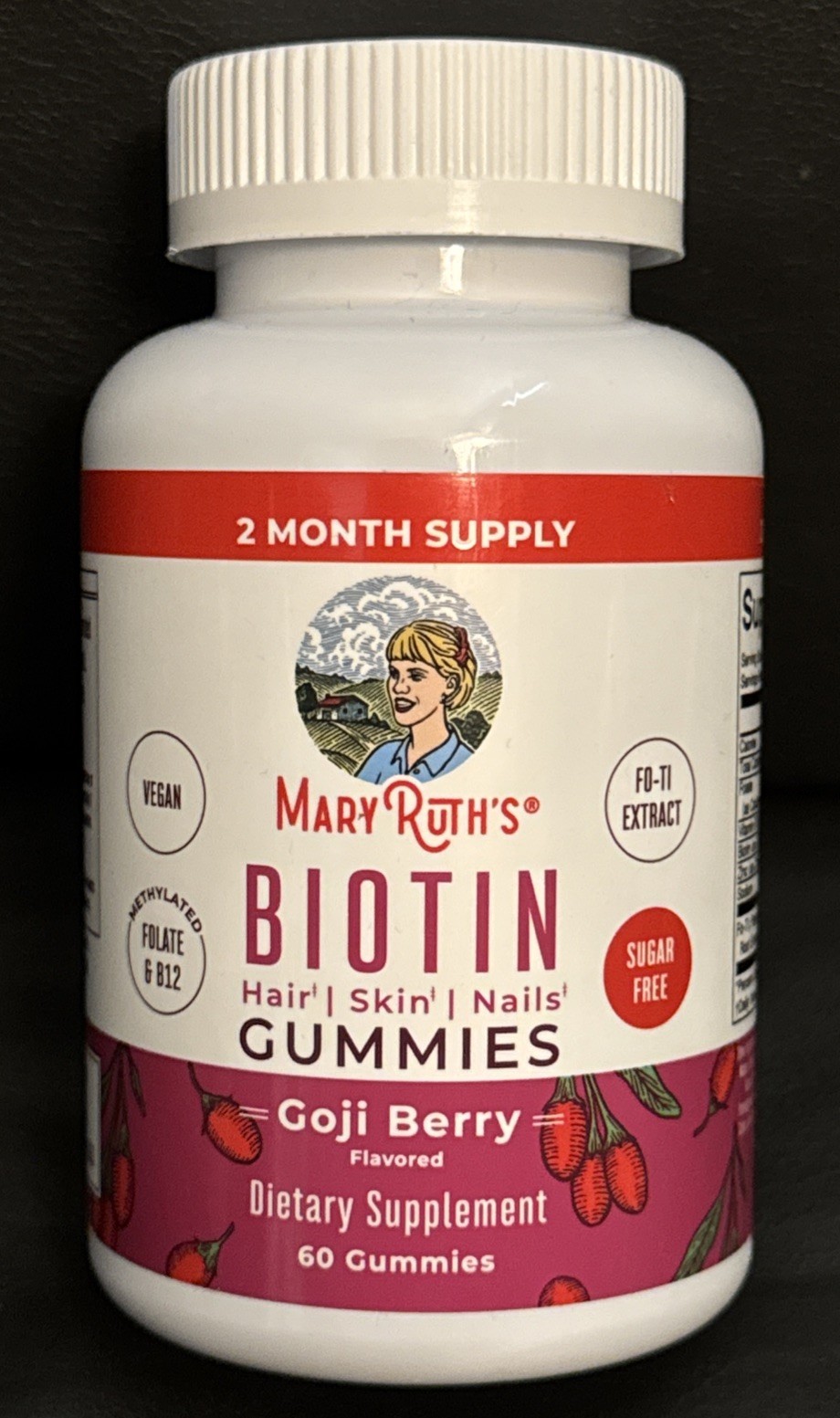 Mary Ruth’s Biotin Gummies, Goji Berry, 60 Gummies Hair, Skin, &Nails Exp12/2026