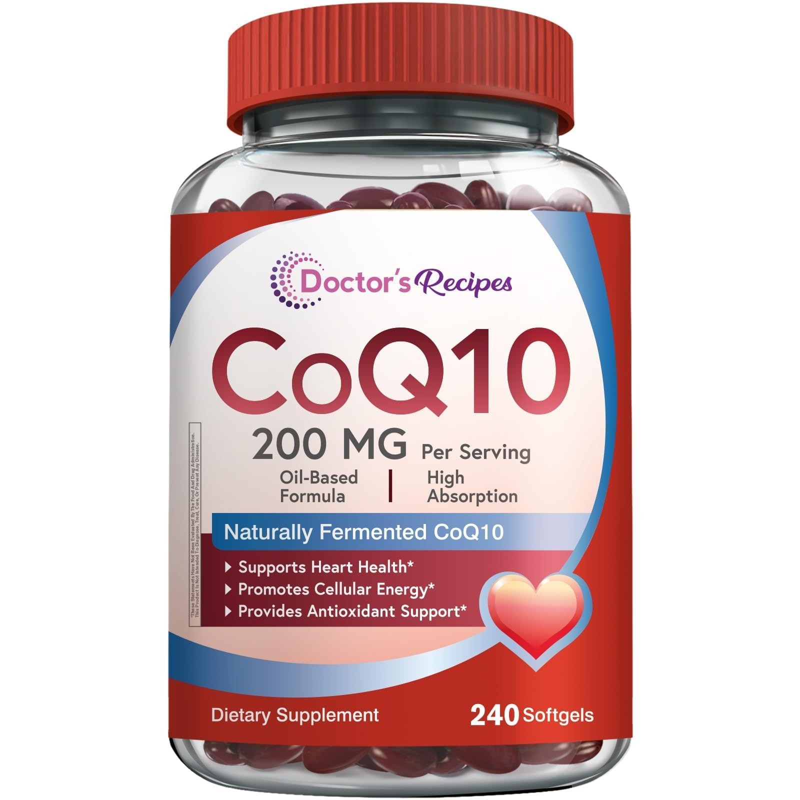 CoQ10 200mg Softgels, High Absorption with Olive Oil, Heart Health Support Suppl