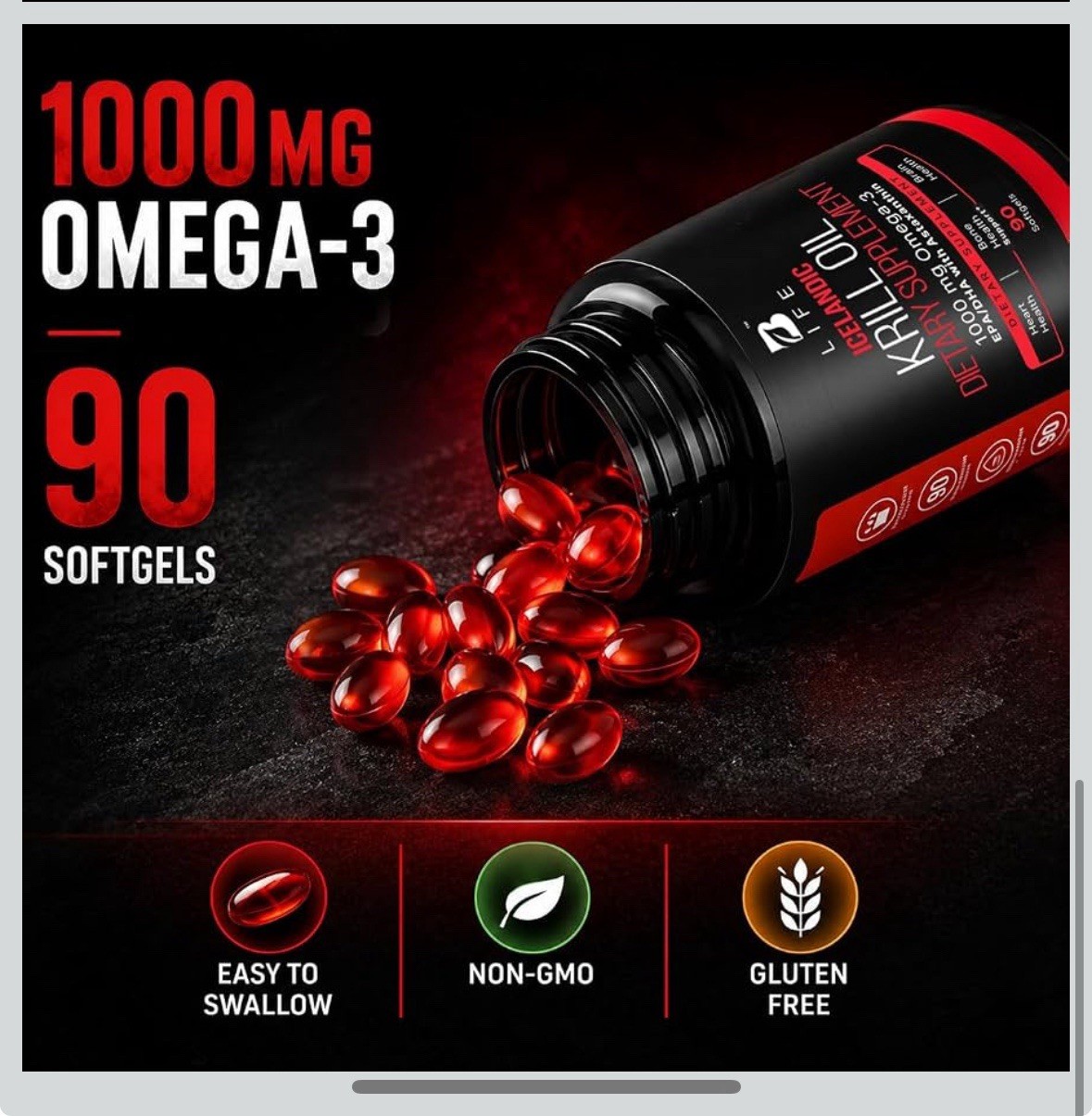 Antarctic Krill Oil High-Absorption Phospholipid Omega 3 EPA, DHA & Astaxanthin